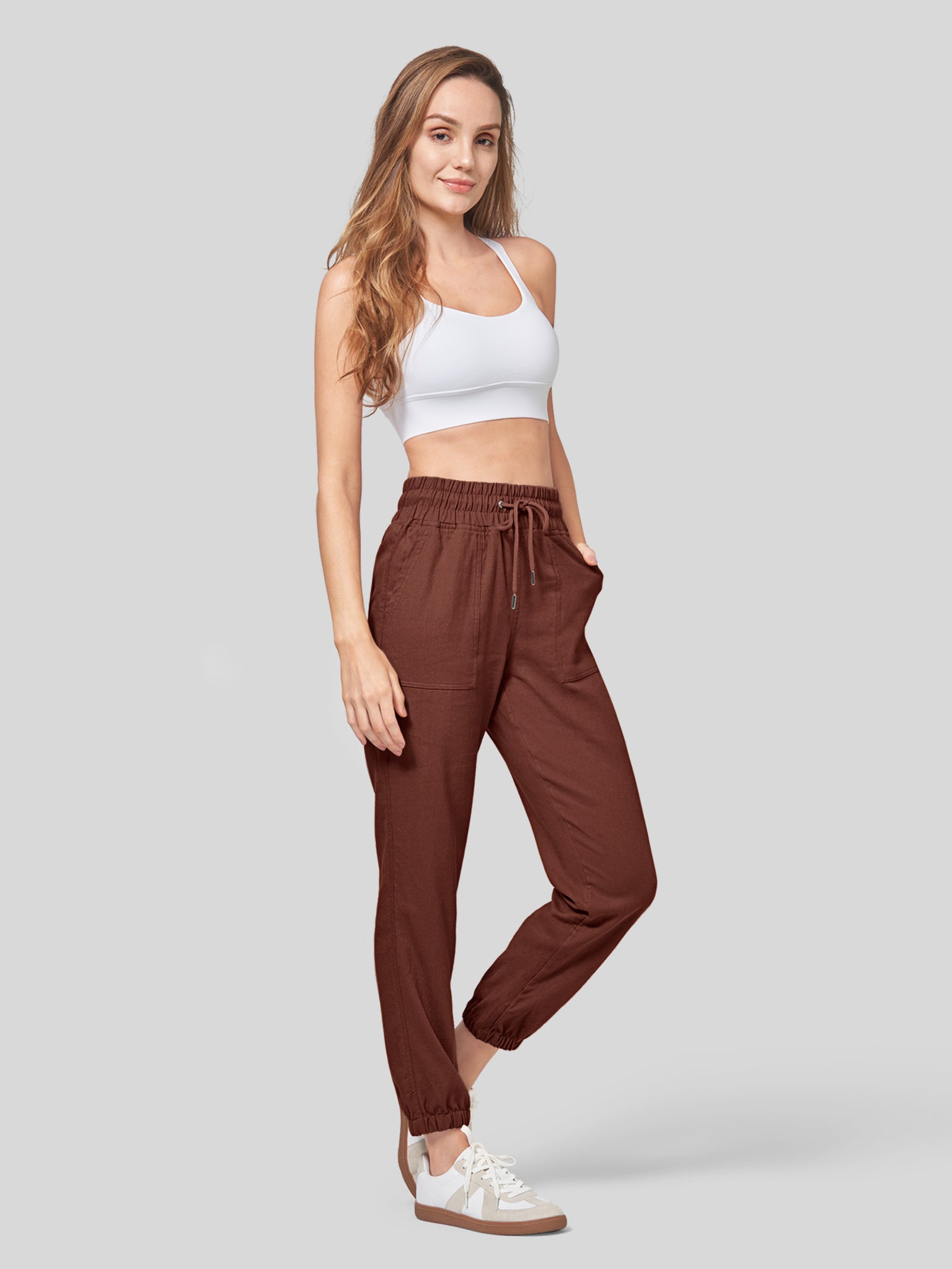 Women's Casual Cotton Linen Joggers 28 Inch