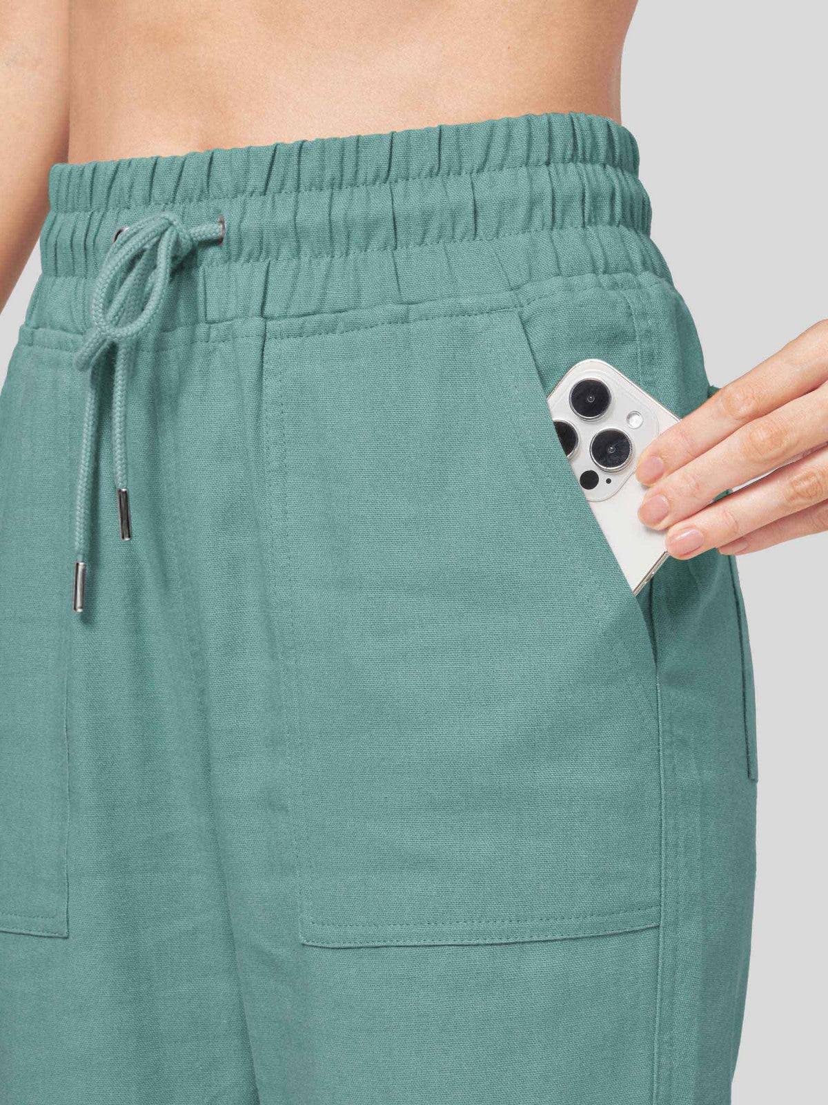 Women's Cotton Linen Wide Leg Pants 31 Inch