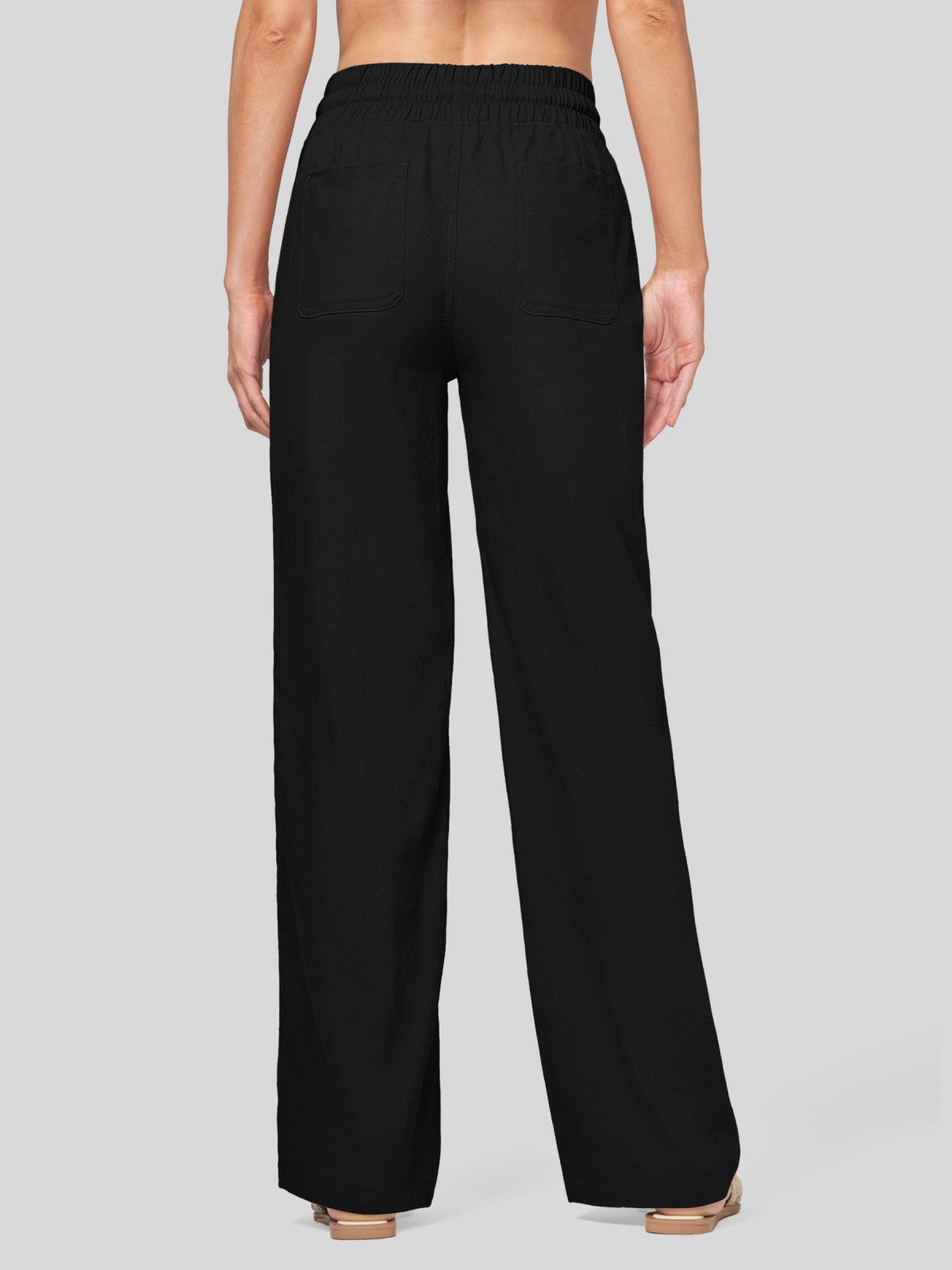 Women's Cotton Linen Wide Leg Pants 31 Inch