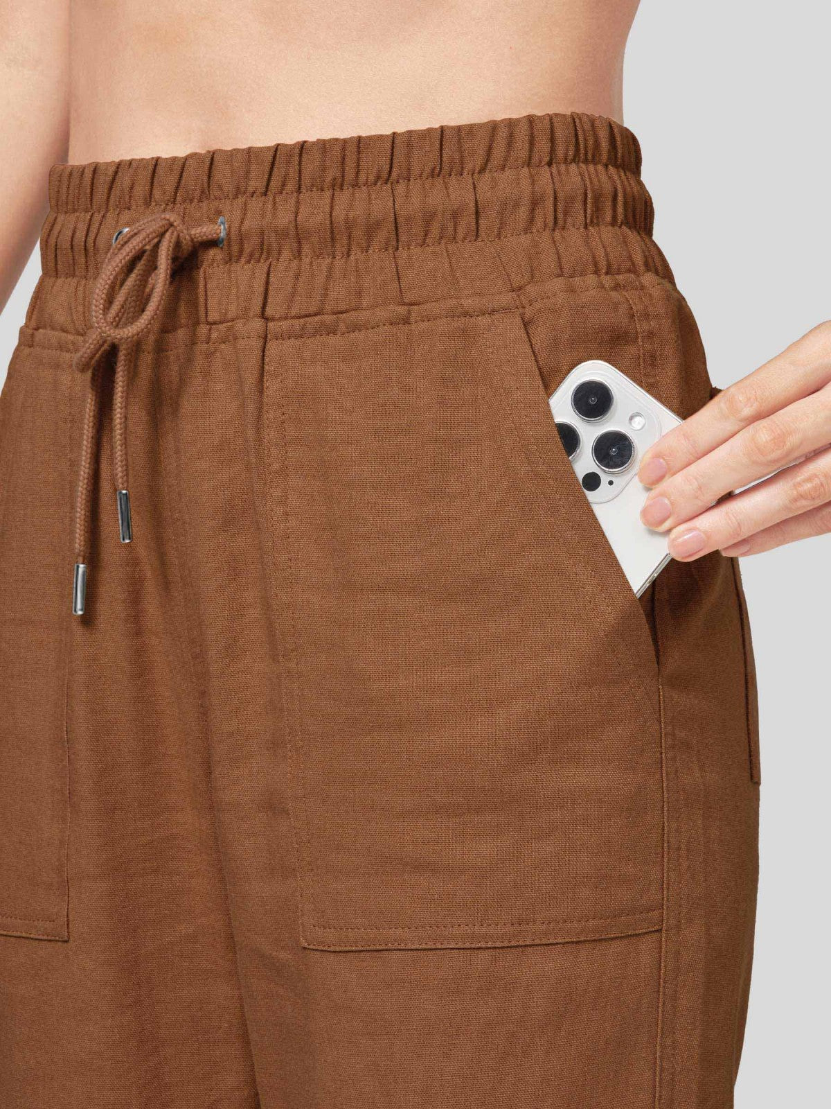 Women's Cotton Linen Wide Leg Pants 31 Inch