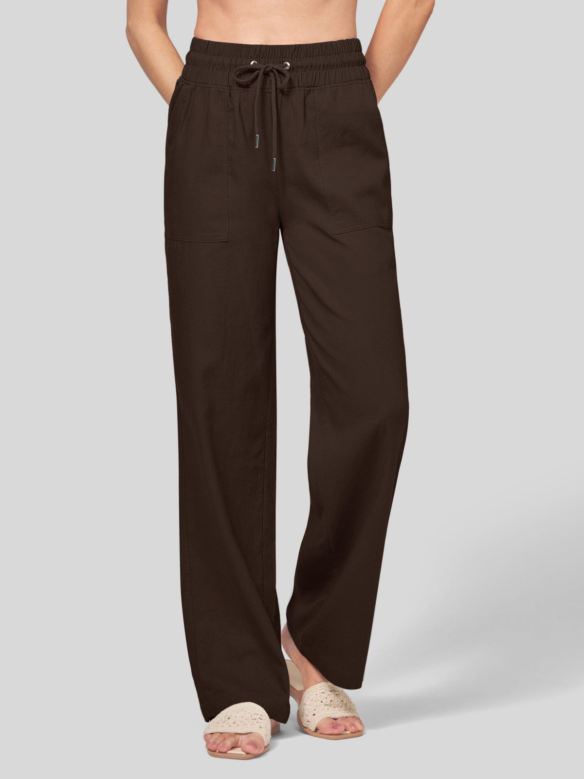Women's Cotton Linen Wide Leg Pants 29 Inch