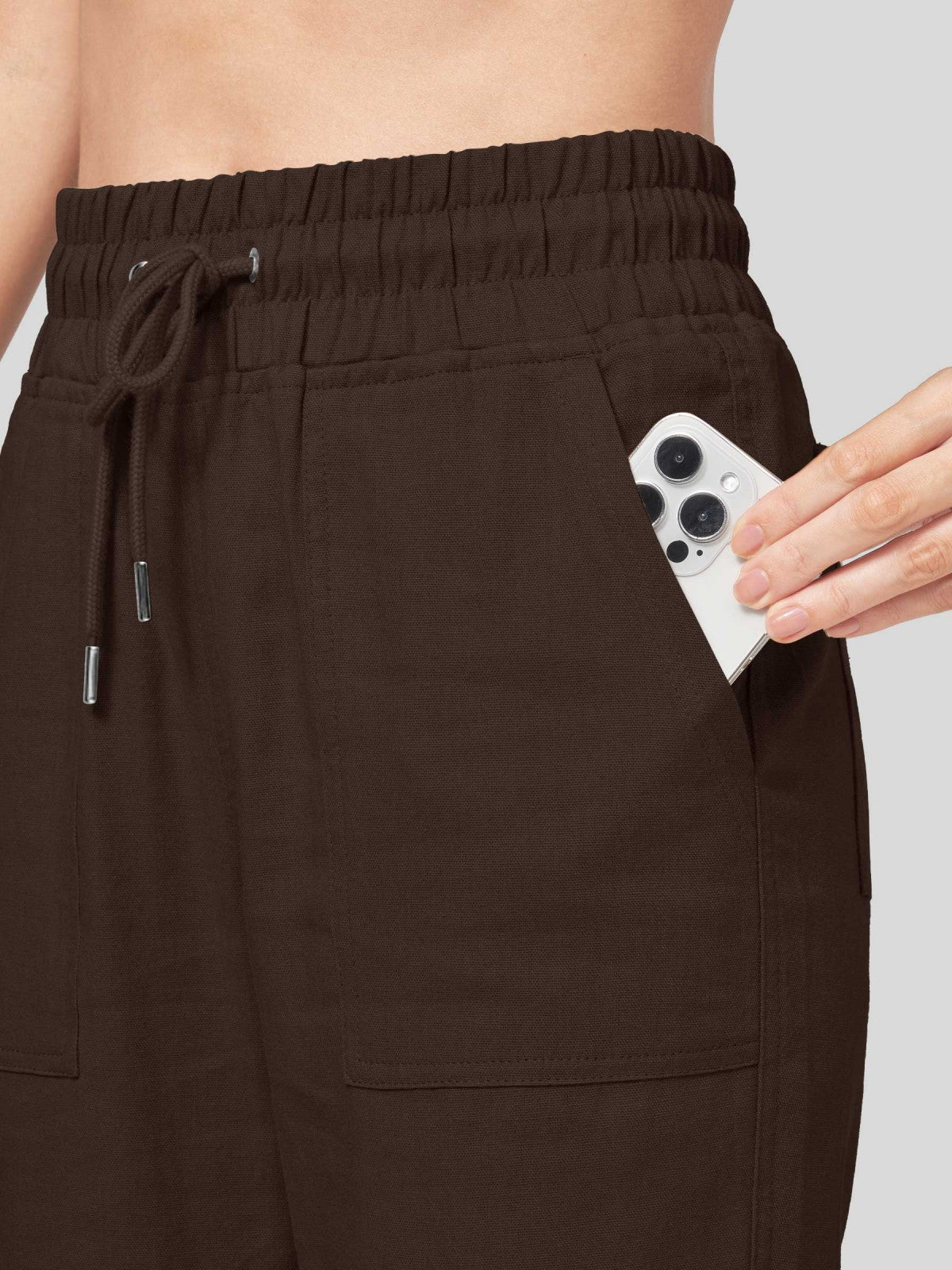 Women's Cotton Linen Wide Leg Pants 29 Inch