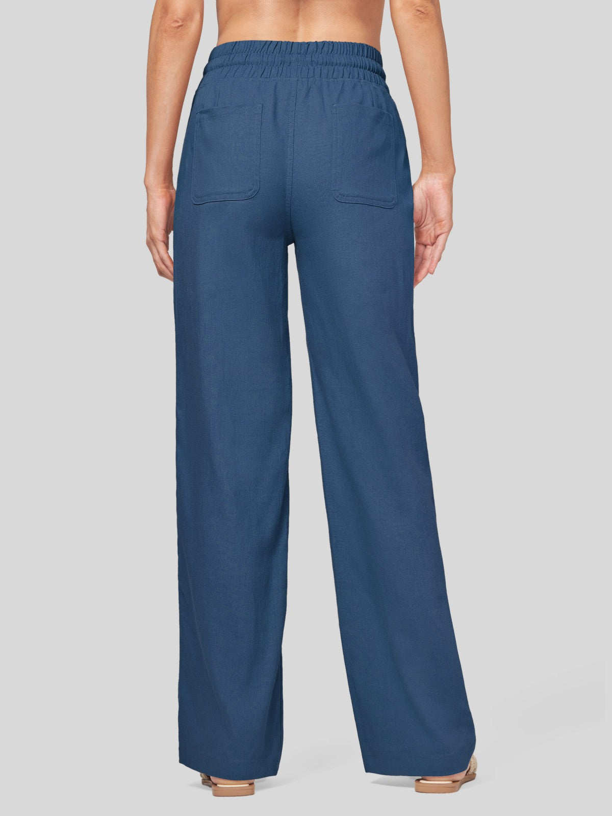 Women's Cotton Linen Wide Leg Pants 31 Inch