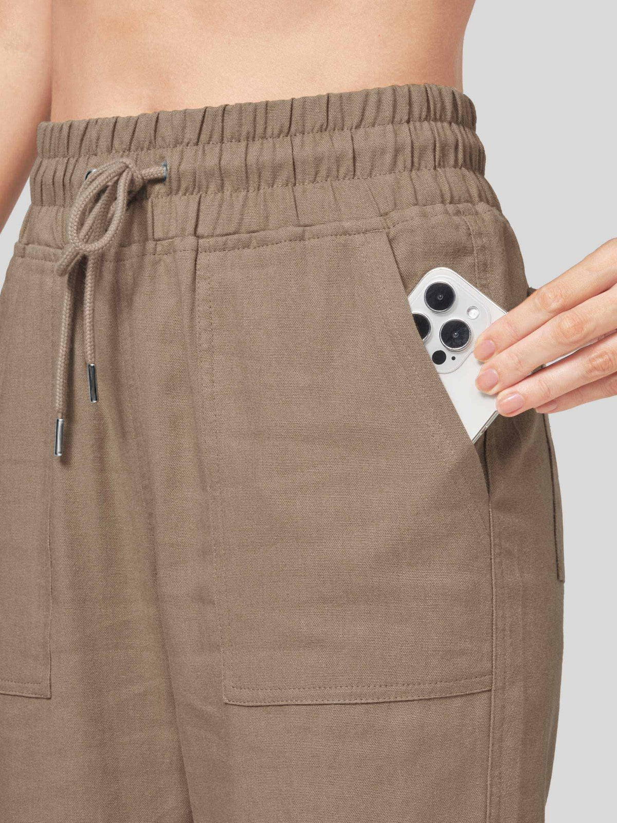 Women's Cotton Linen Wide Leg Pants 31 Inch