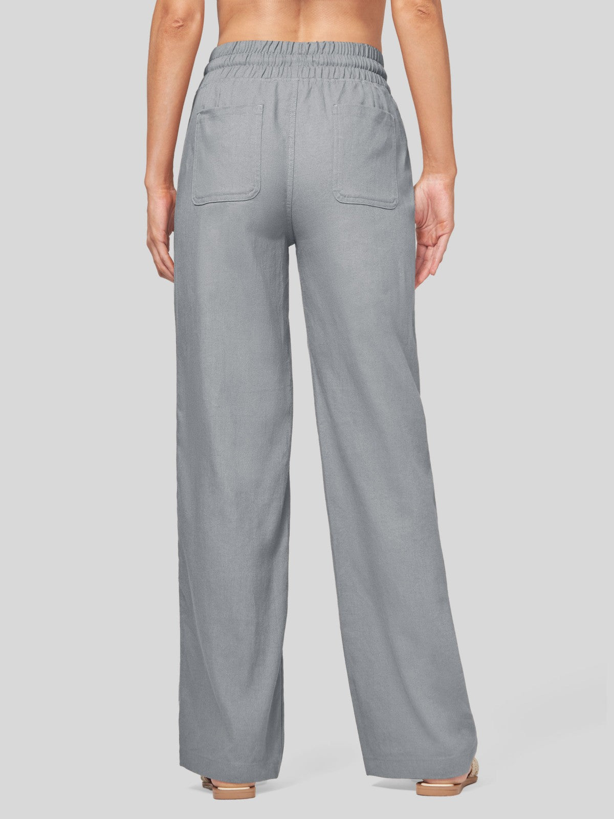 Women's Cotton Linen Wide Leg Pants 31 Inch