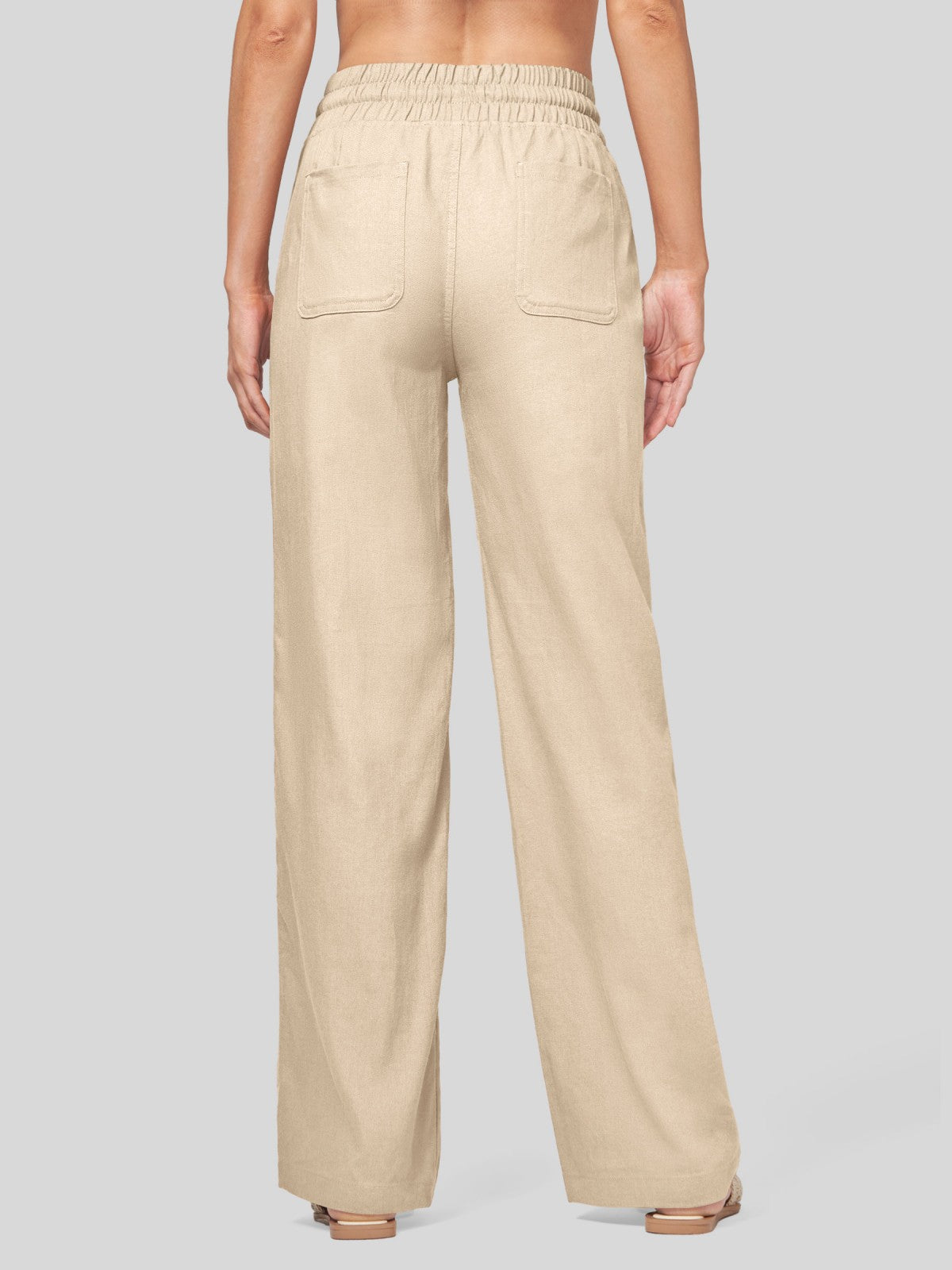 Women's Cotton Linen Wide Leg Pants 31 Inch