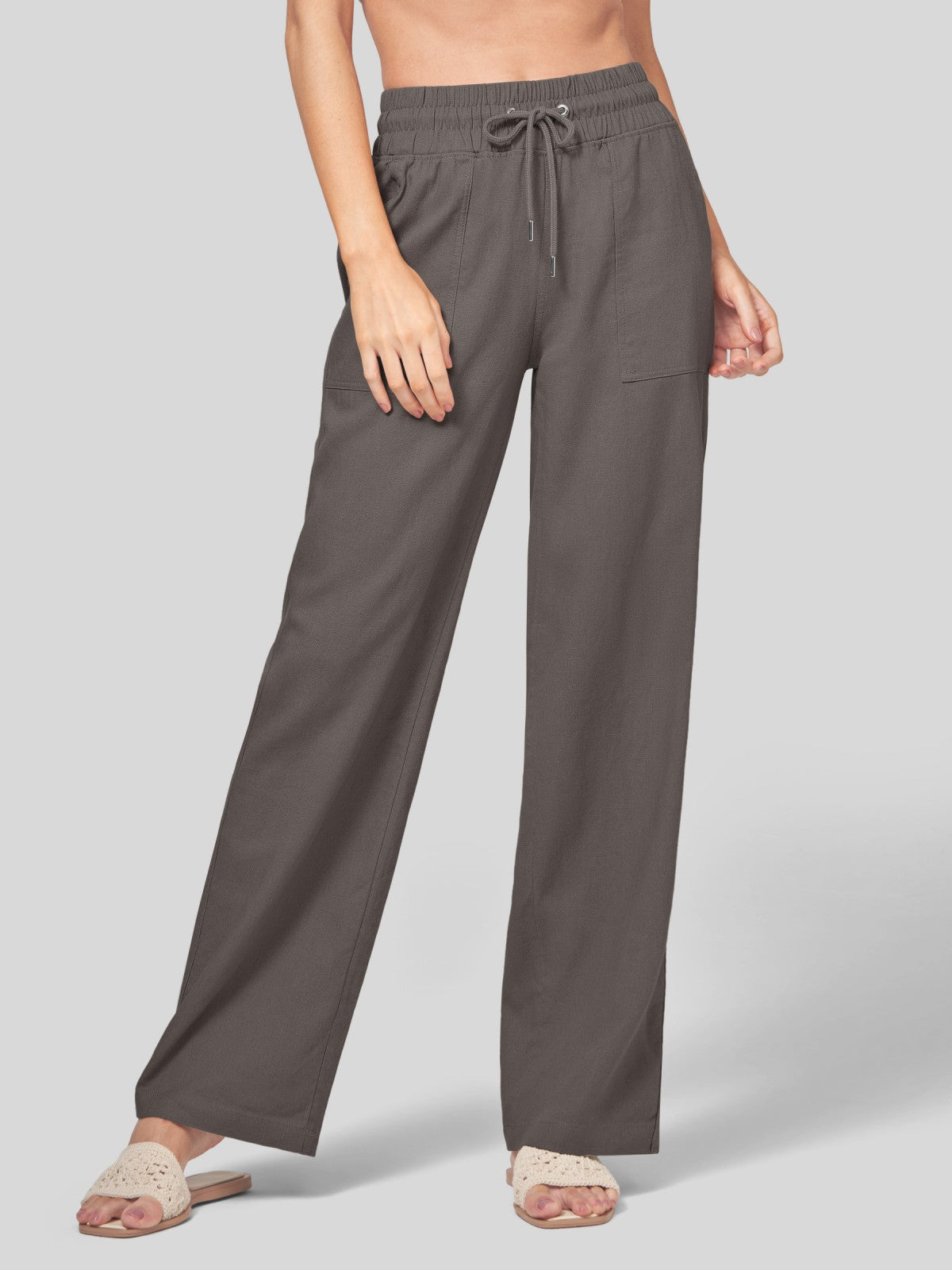 Women's Cotton Linen Wide Leg Pants 31 Inch
