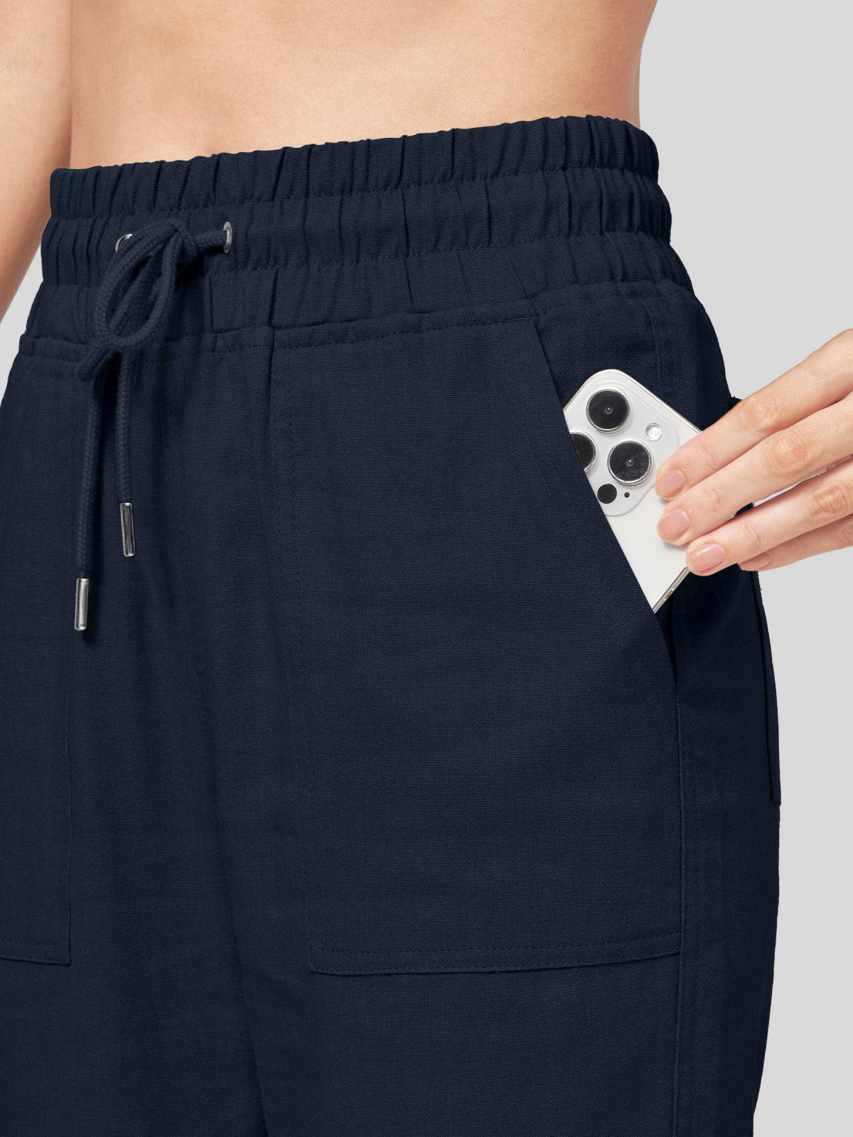 Women's Cotton Linen Wide Leg Pants 29 Inch