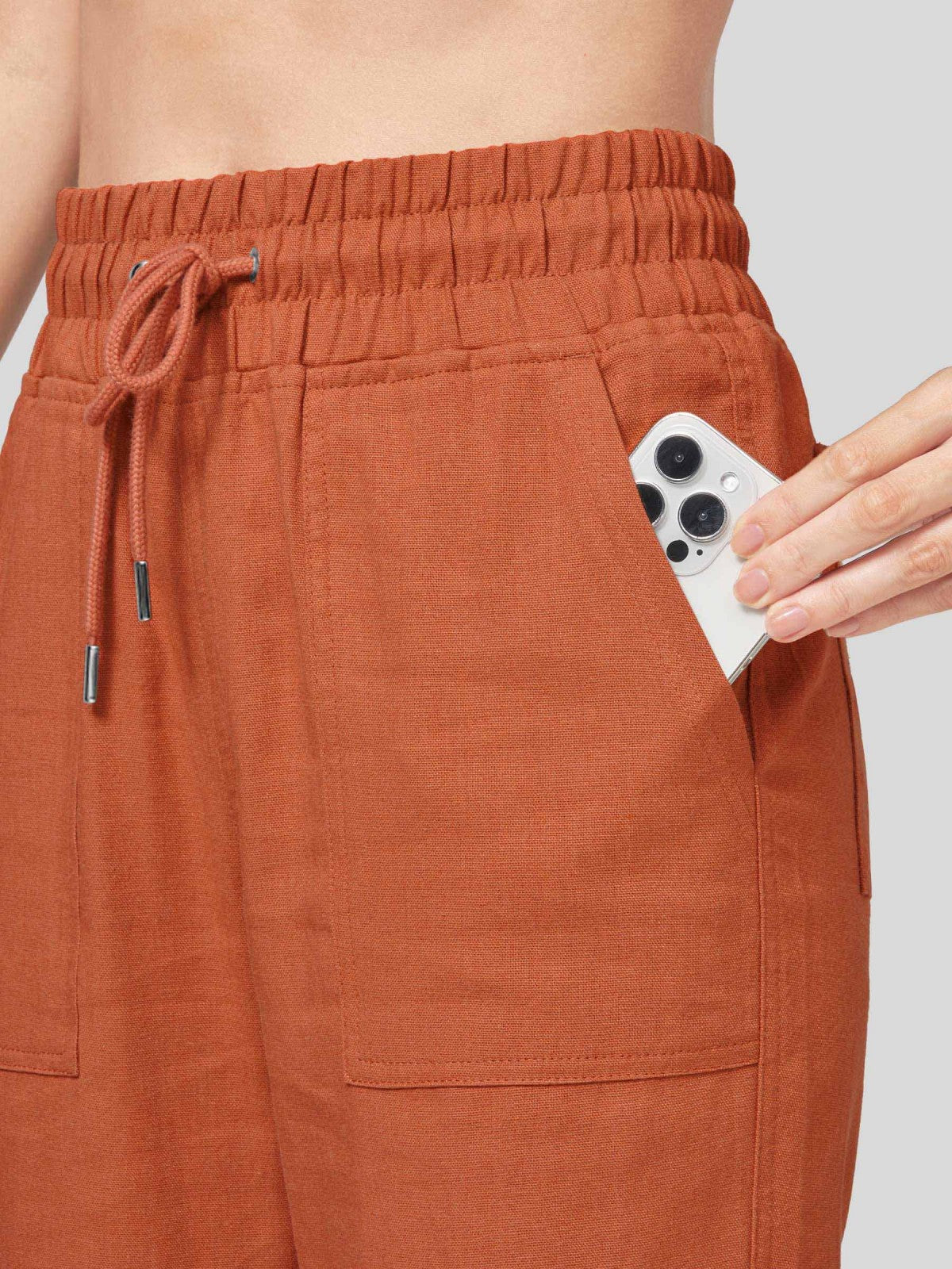 Women's Cotton Linen Wide Leg Pants 29 Inch