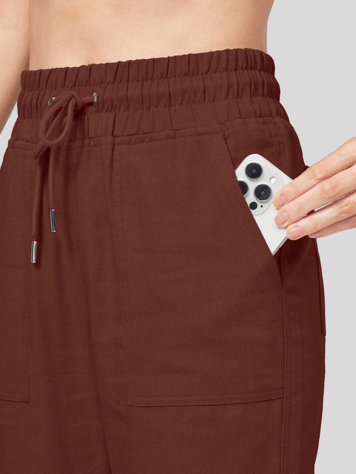 Women's Cotton Linen Wide Leg Pants 31 Inch