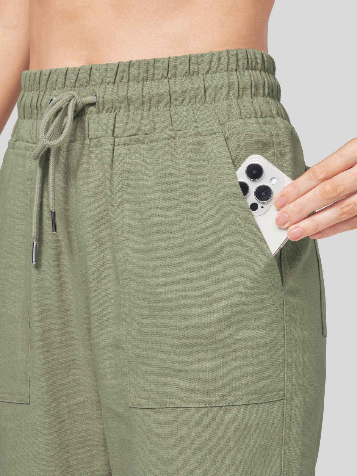 Women's Cotton Linen Wide Leg Pants 31 Inch