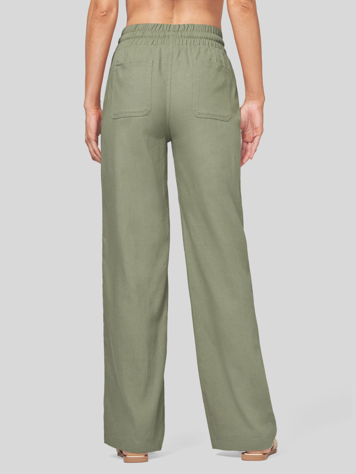 Women's Cotton Linen Wide Leg Pants 31 Inch