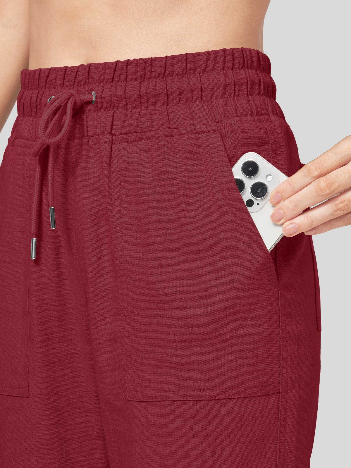 Women's Cotton Linen Wide Leg Pants 29 Inch