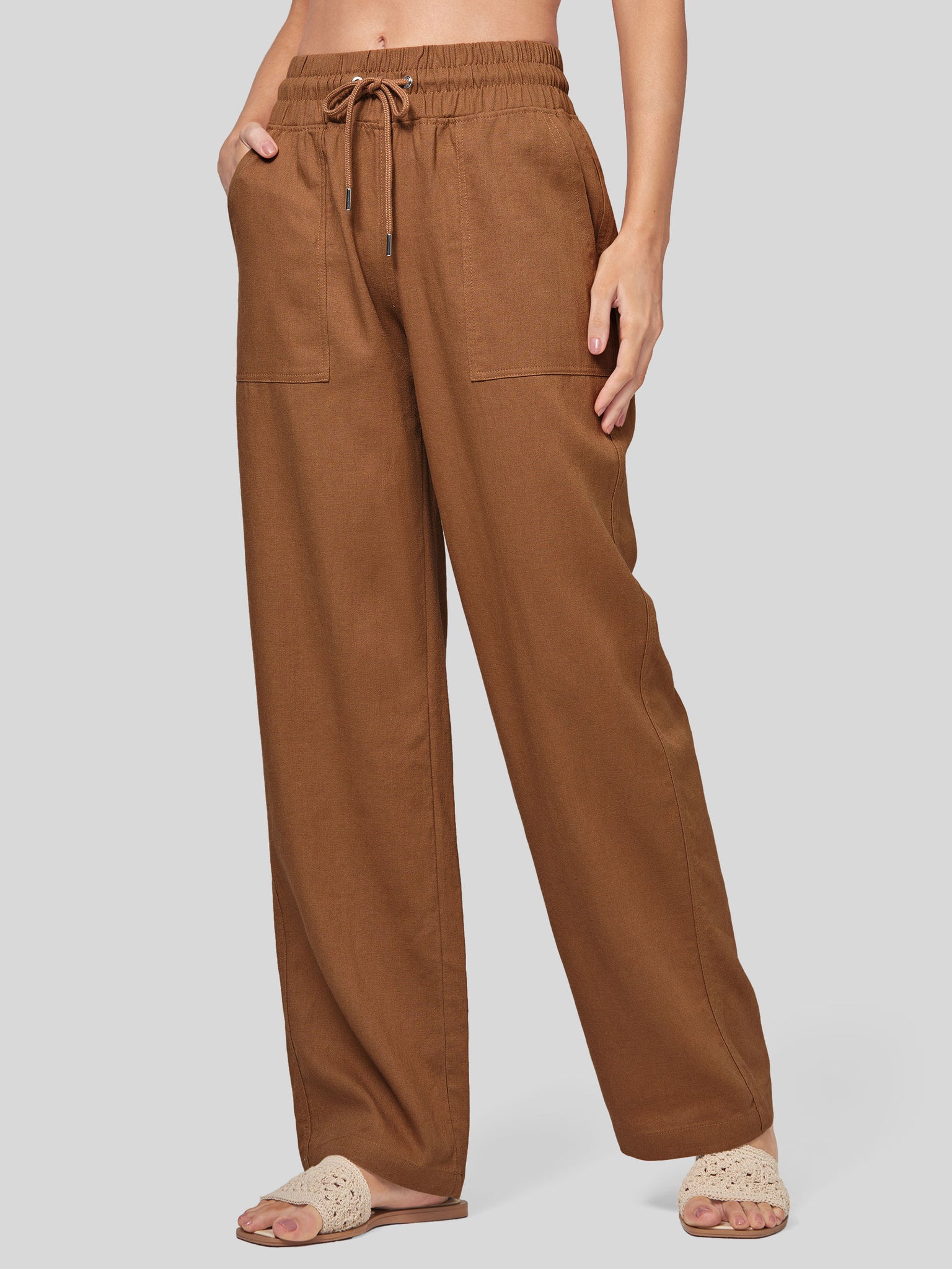 Women's Cotton Linen Wide Leg Pants