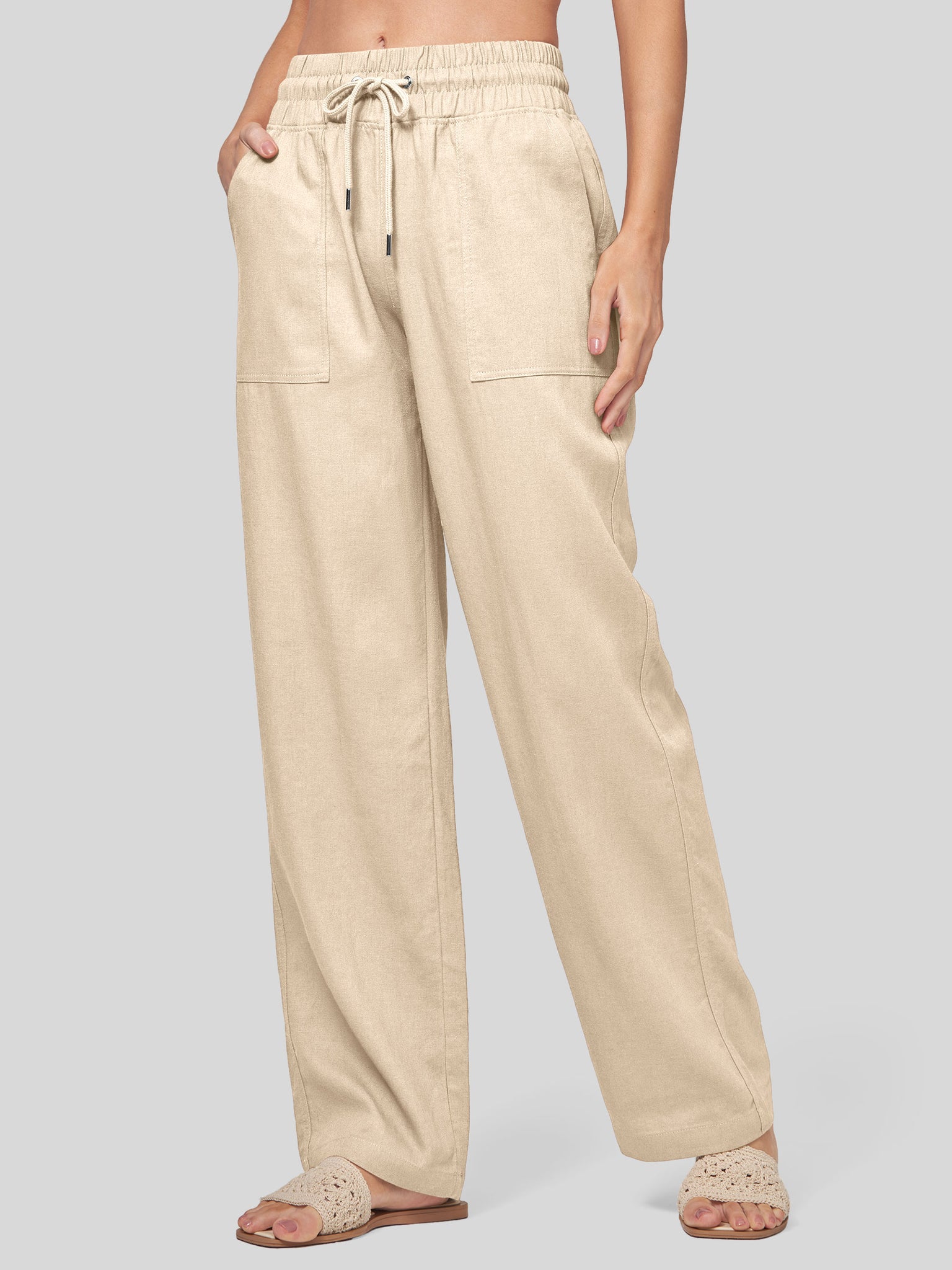 Women's Cotton Linen Wide Leg Pants