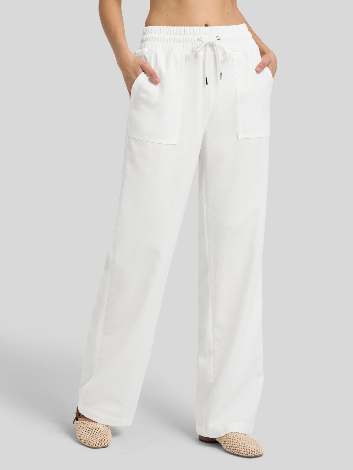 Women's Cotton Linen Wide Leg Pants 29 Inch