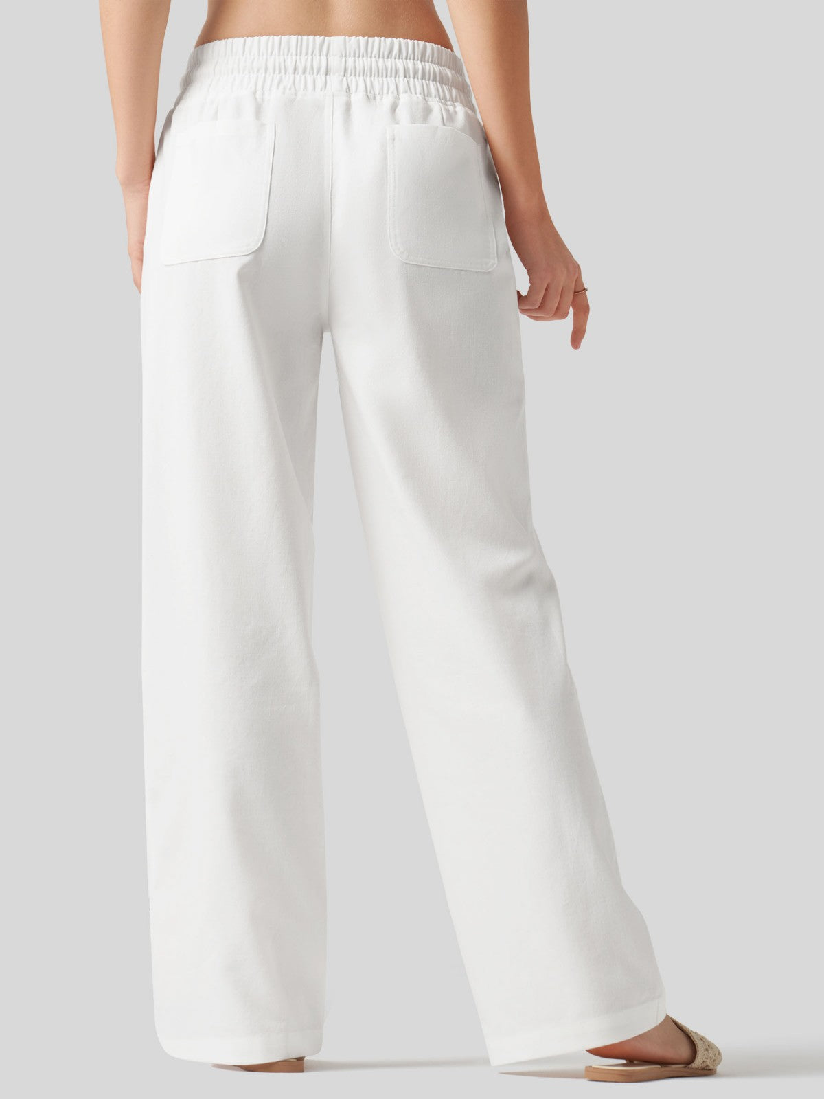 Women's Cotton Linen Wide Leg Pants 31 Inch
