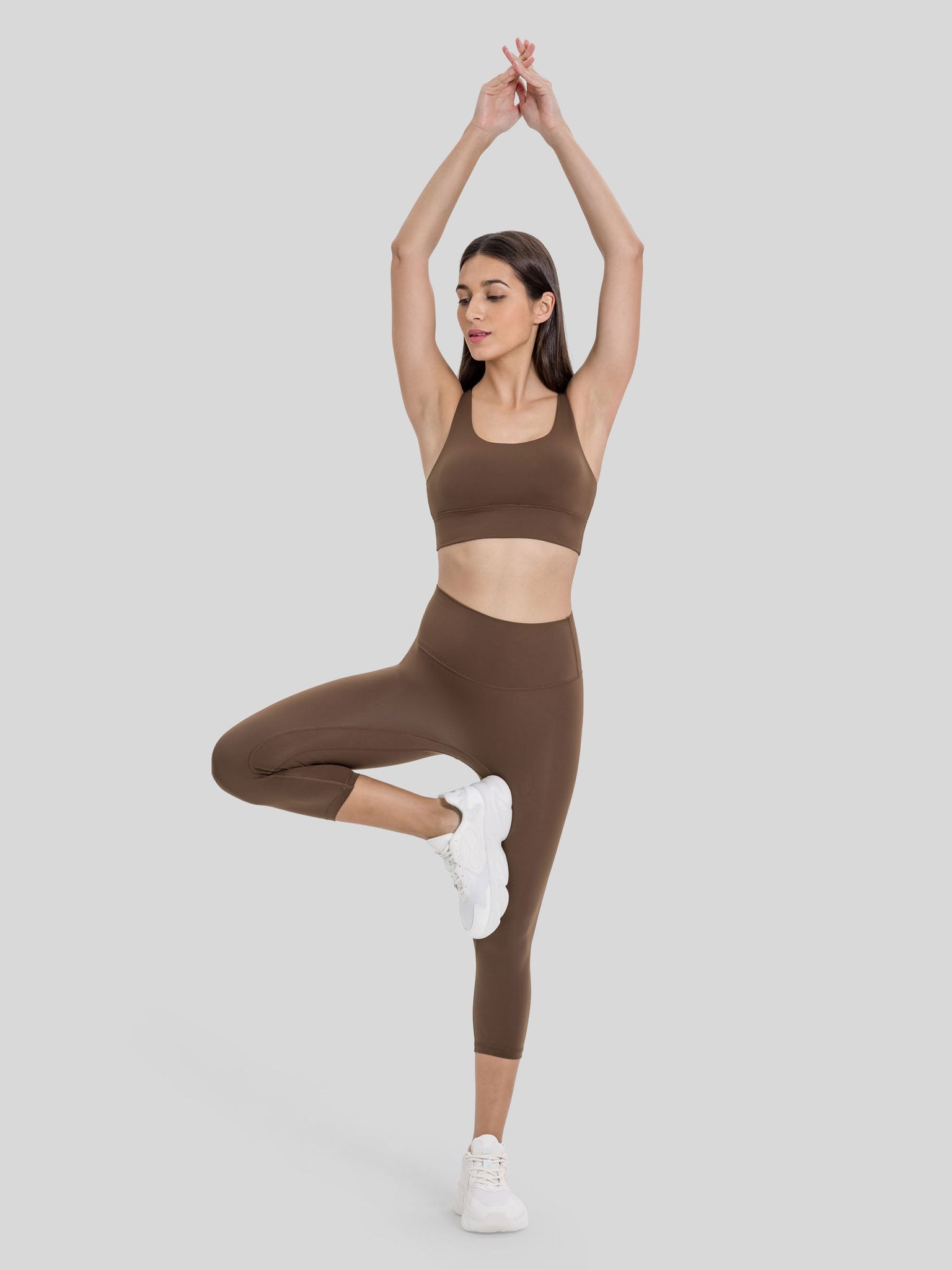 Womens Cross Back Yoga Bra brown