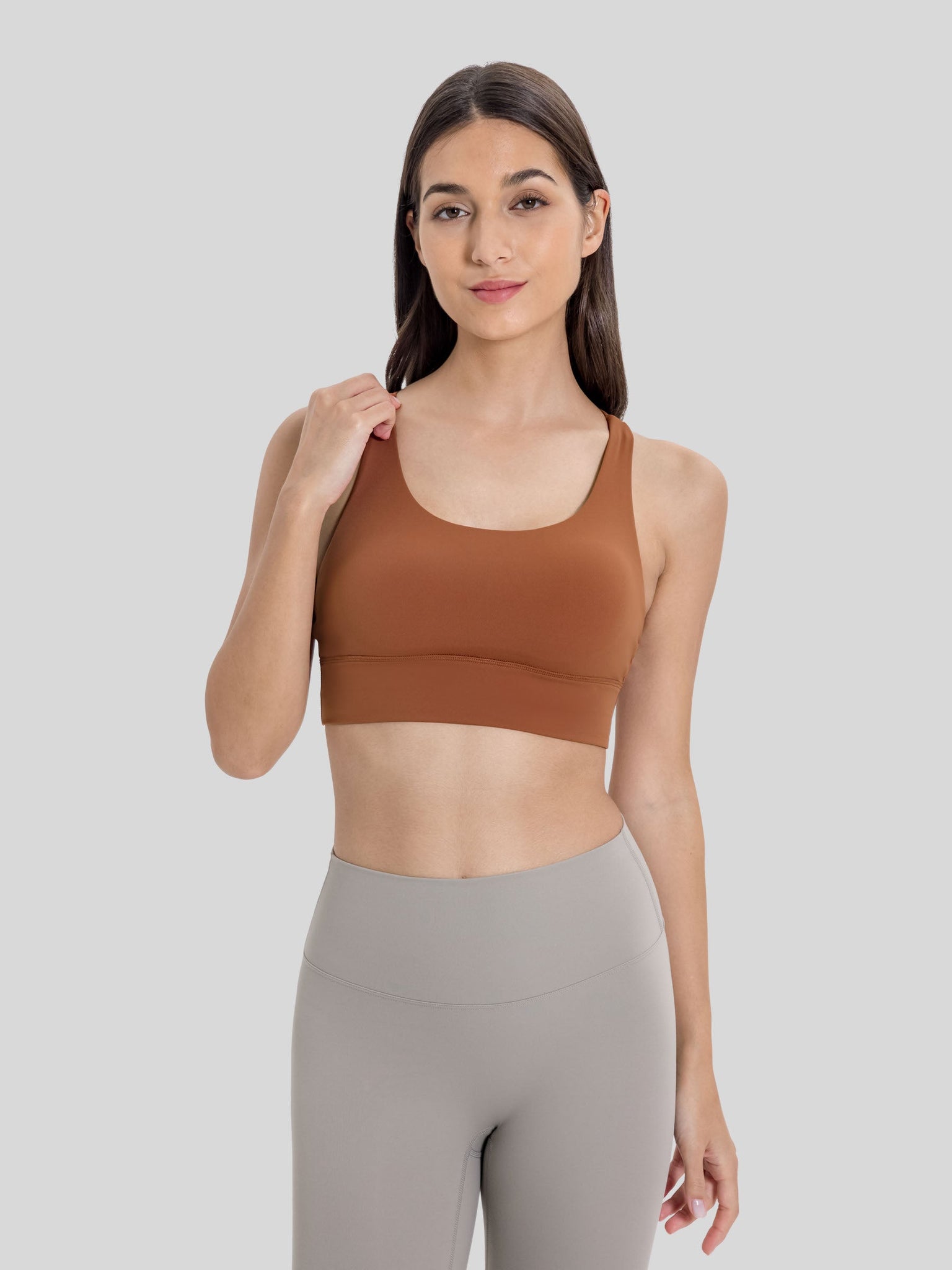 Womens Cross Back Yoga Bra dark orange