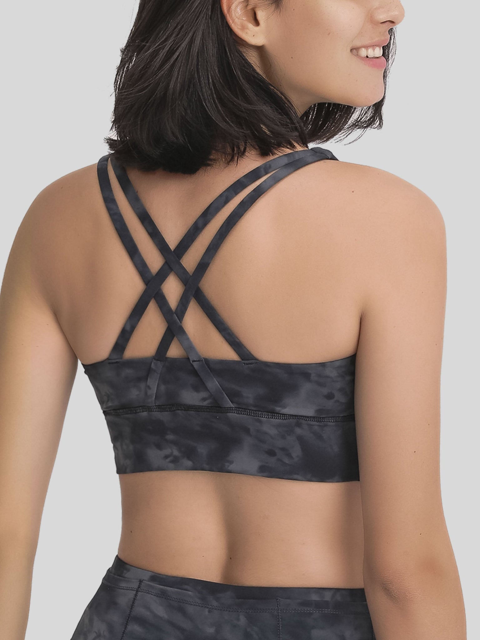 Womens Cross Back Yoga Bra graphite gray