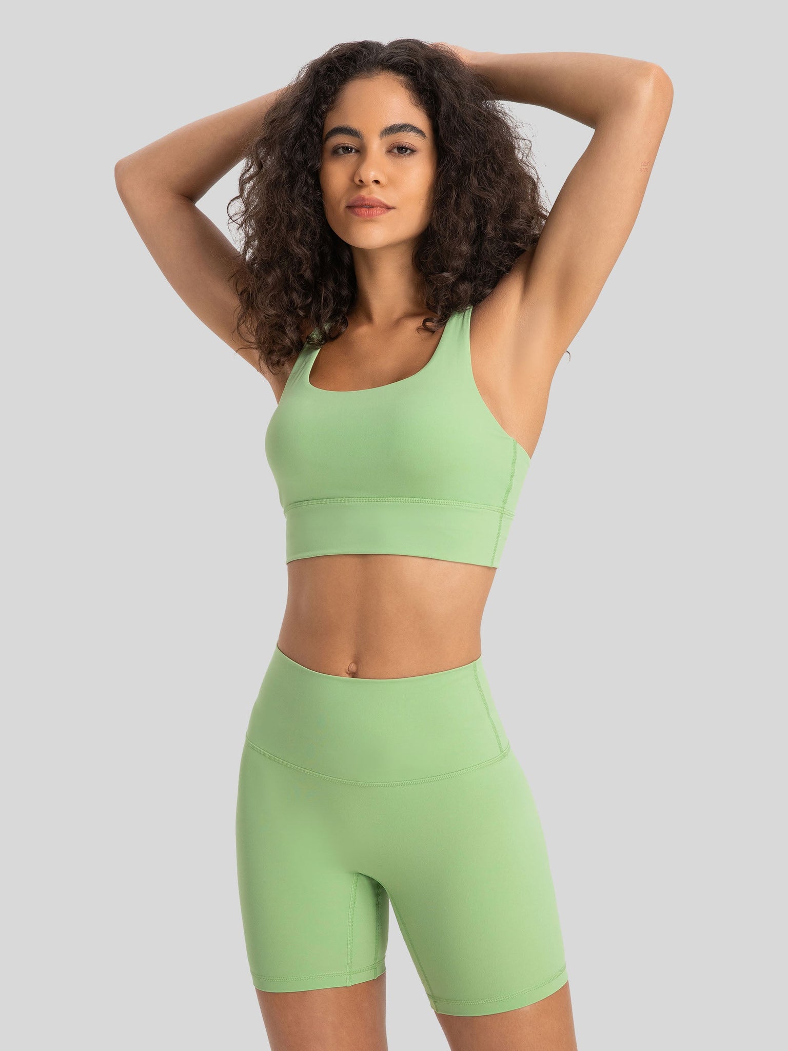 Womens Cross Back Yoga Bra pastel green