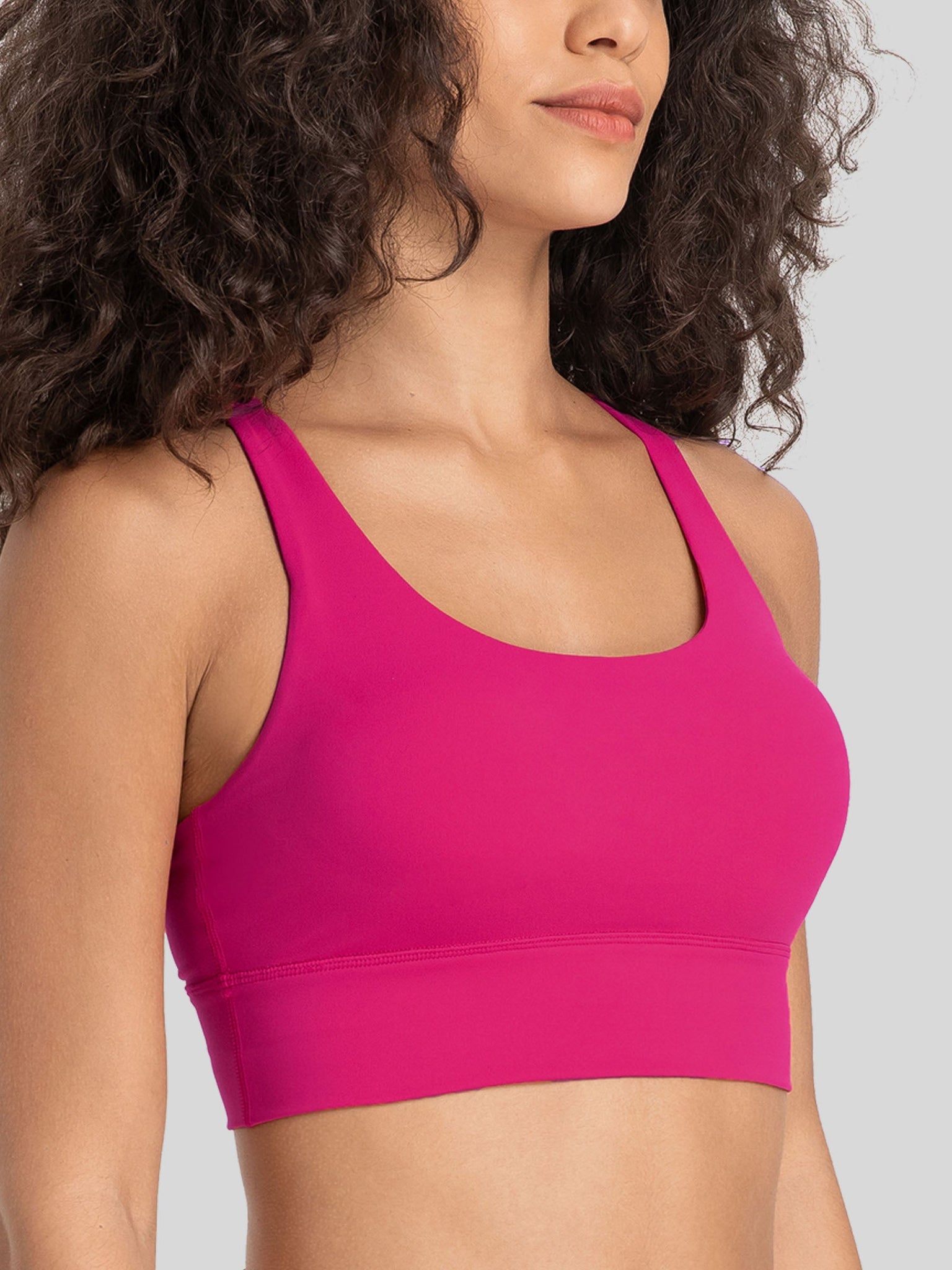 Womens Cross Back Yoga Bra rose red