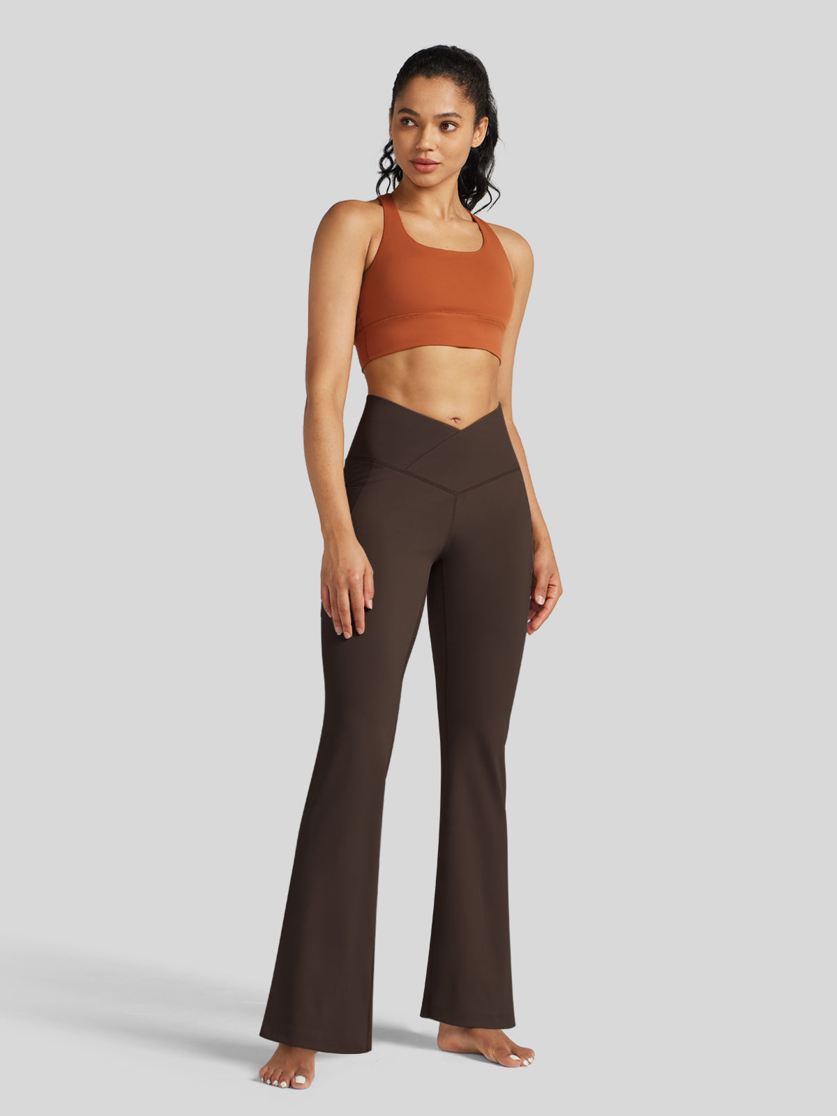 Women's Crossover Flare Yoga Leggings-31 Inch