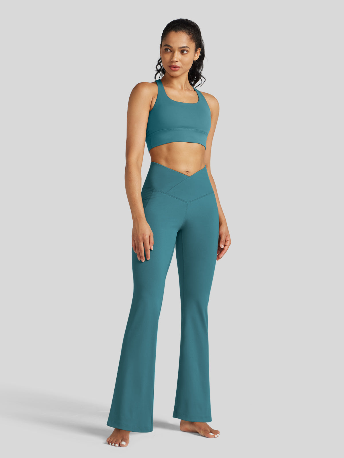 Women's Crossover Flare Yoga Leggings-31 Inch