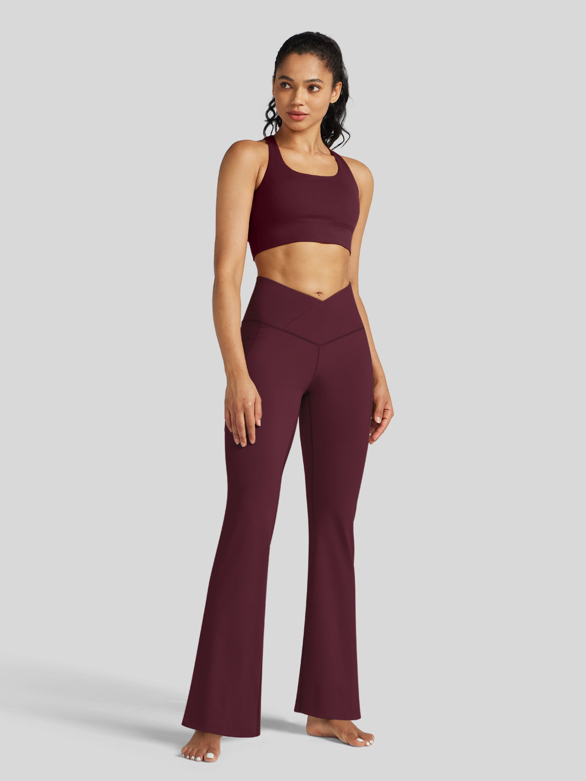 Women's Crossover Flare Yoga Leggings-31 Inch