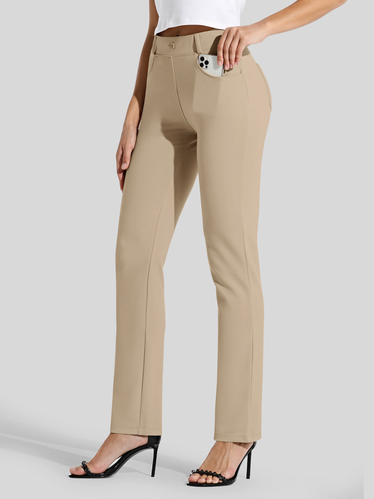 Women's Dress Yoga Pants Straight Leg 33 Inch