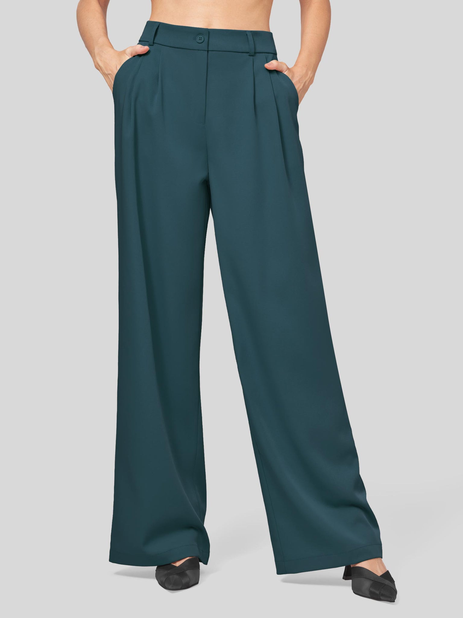 Women's Easy Wide-Leg Work Pants 28 Inch