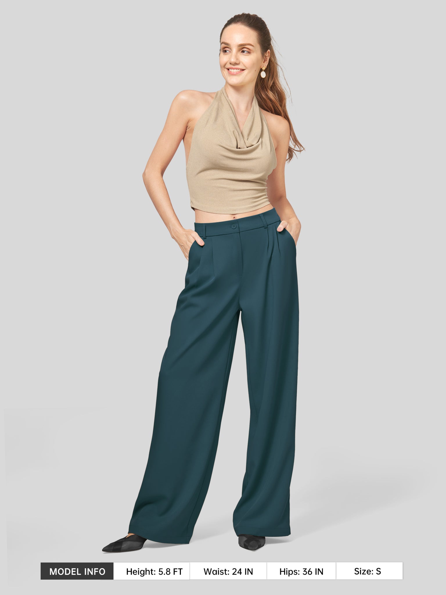 Women's Easy Wide-Leg Work Pants 28 Inch