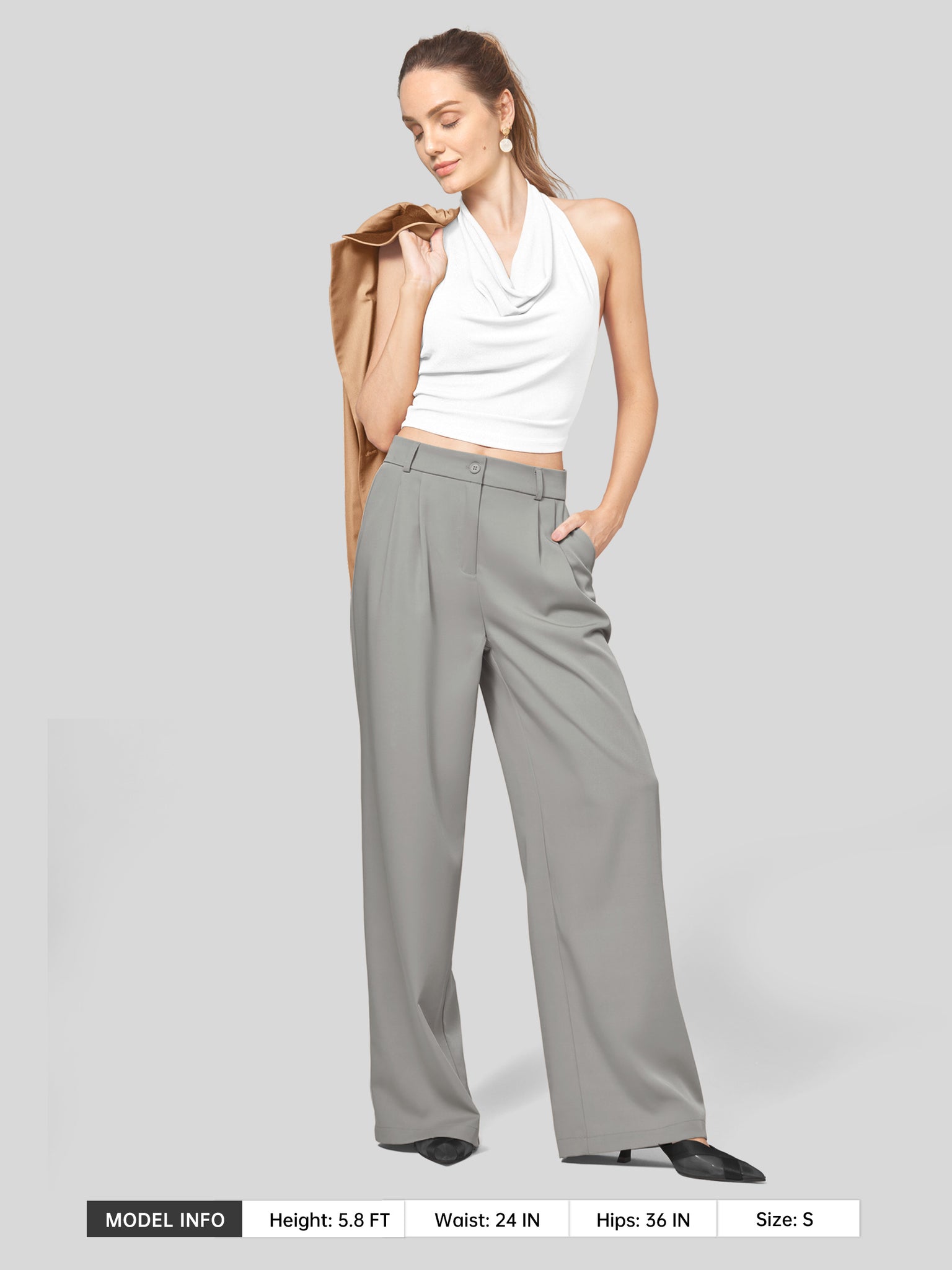 Women's Easy Wide-Leg Work Pants 28 Inch