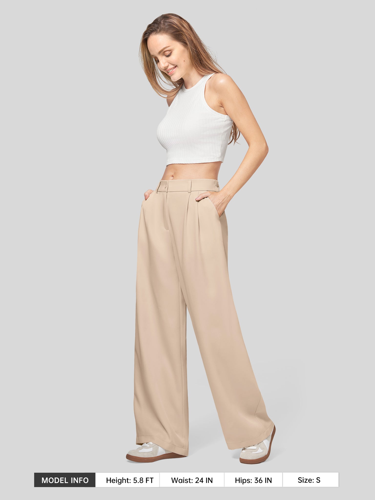 Women's Easy Wide-Leg Work Pants 28 Inch