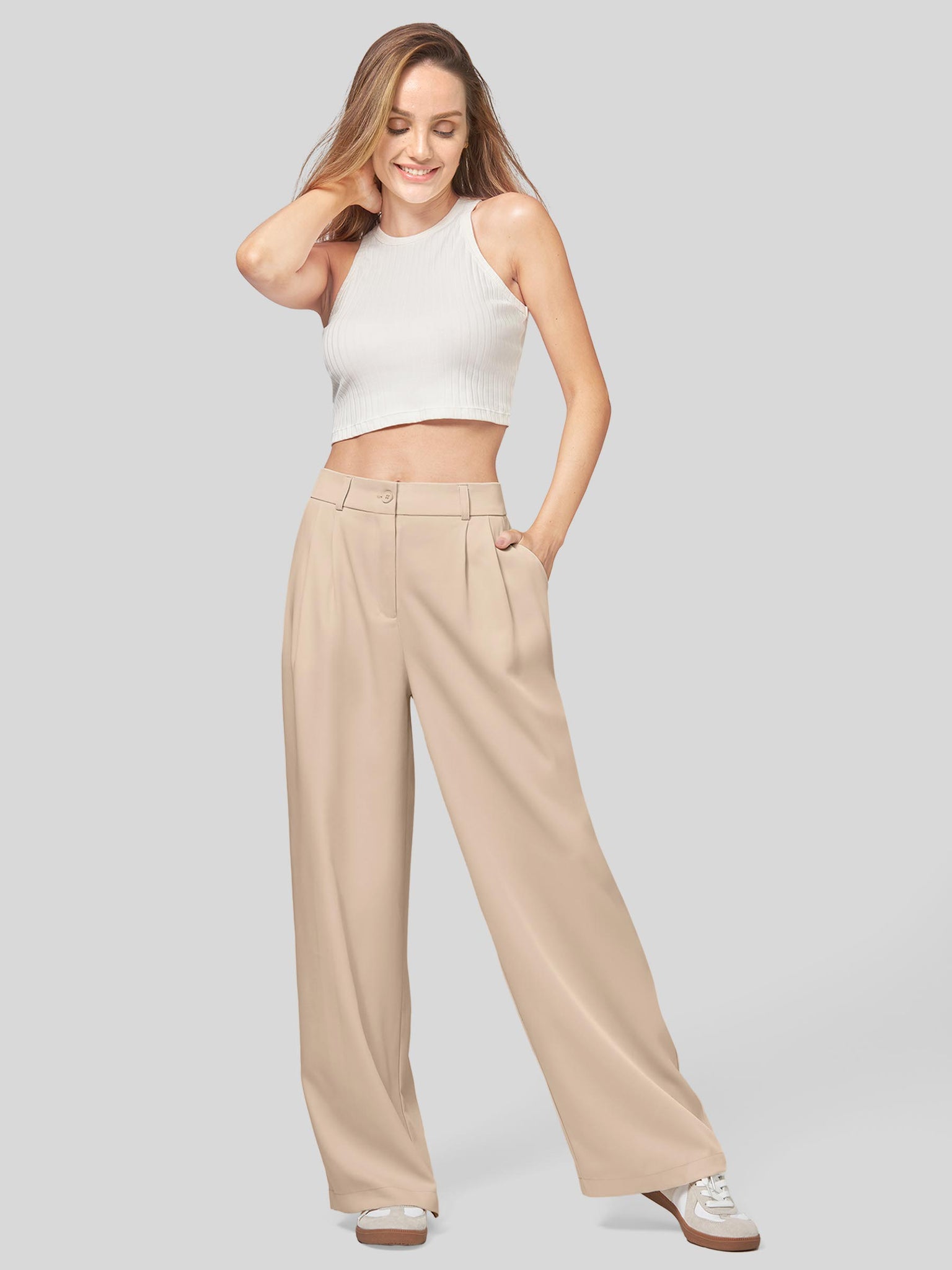 Women's Easy Wide-Leg Work Pants 28 Inch