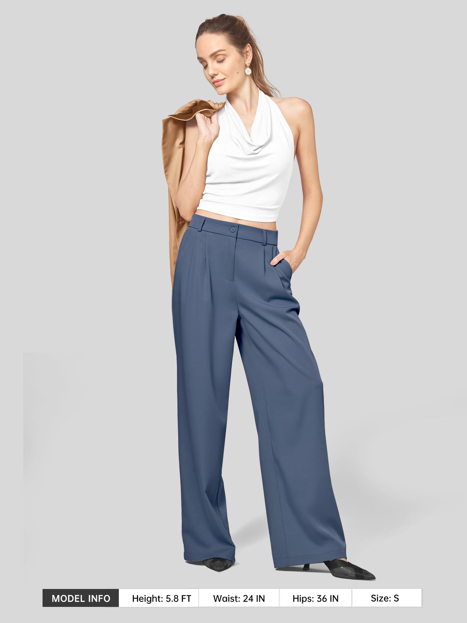 Women's Easy Wide-Leg Work Pants 28 Inch