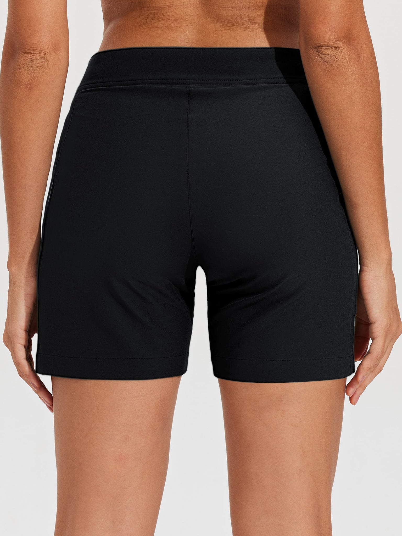 Women's Fixed Waist Board Shorts_Black_model3