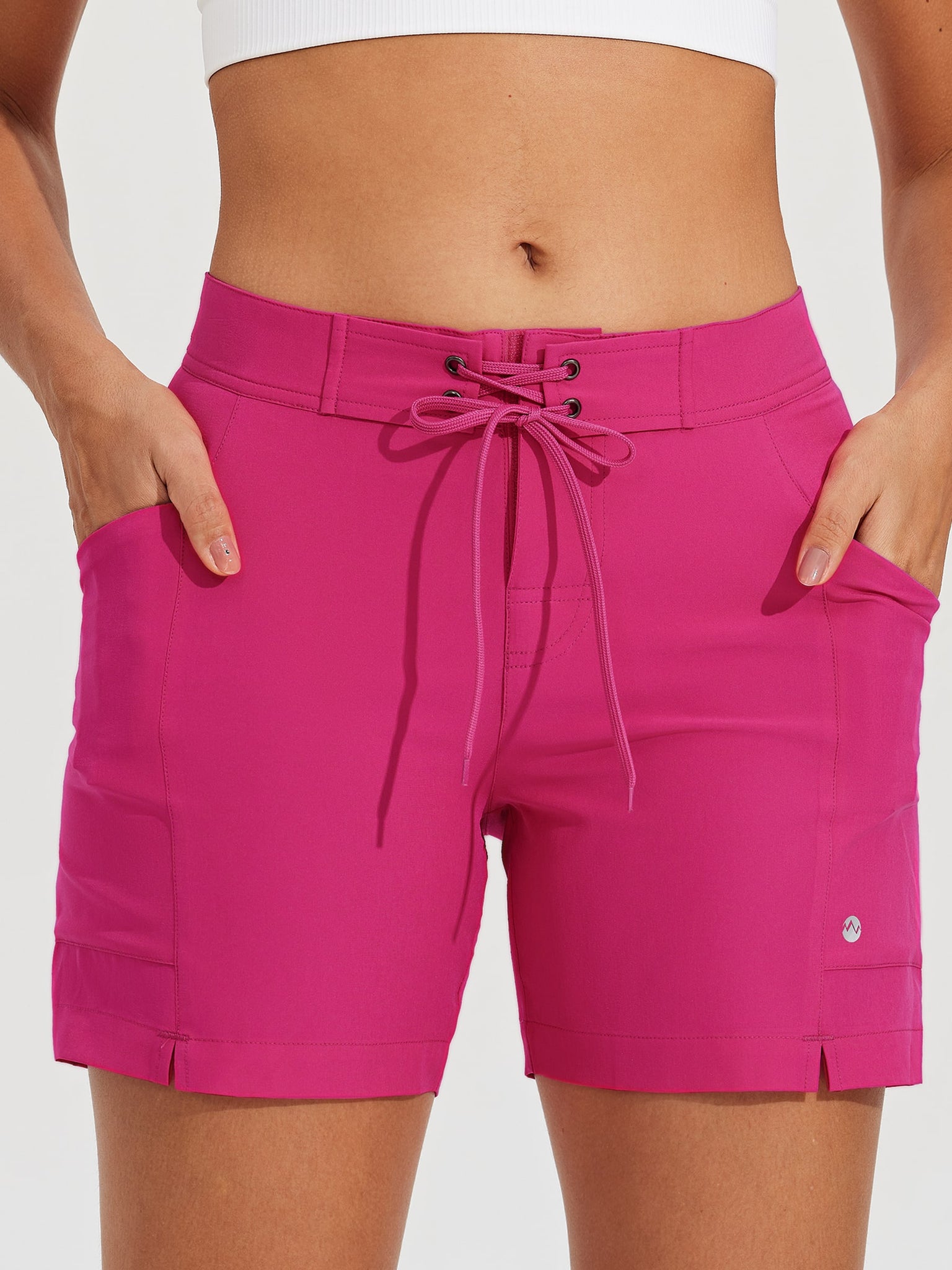 Women's Fixed Waist Board Shorts_Pink_model3