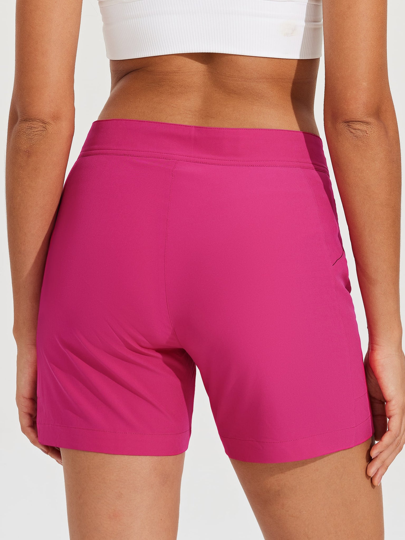 Women's Fixed Waist Board Shorts_Pink_model4