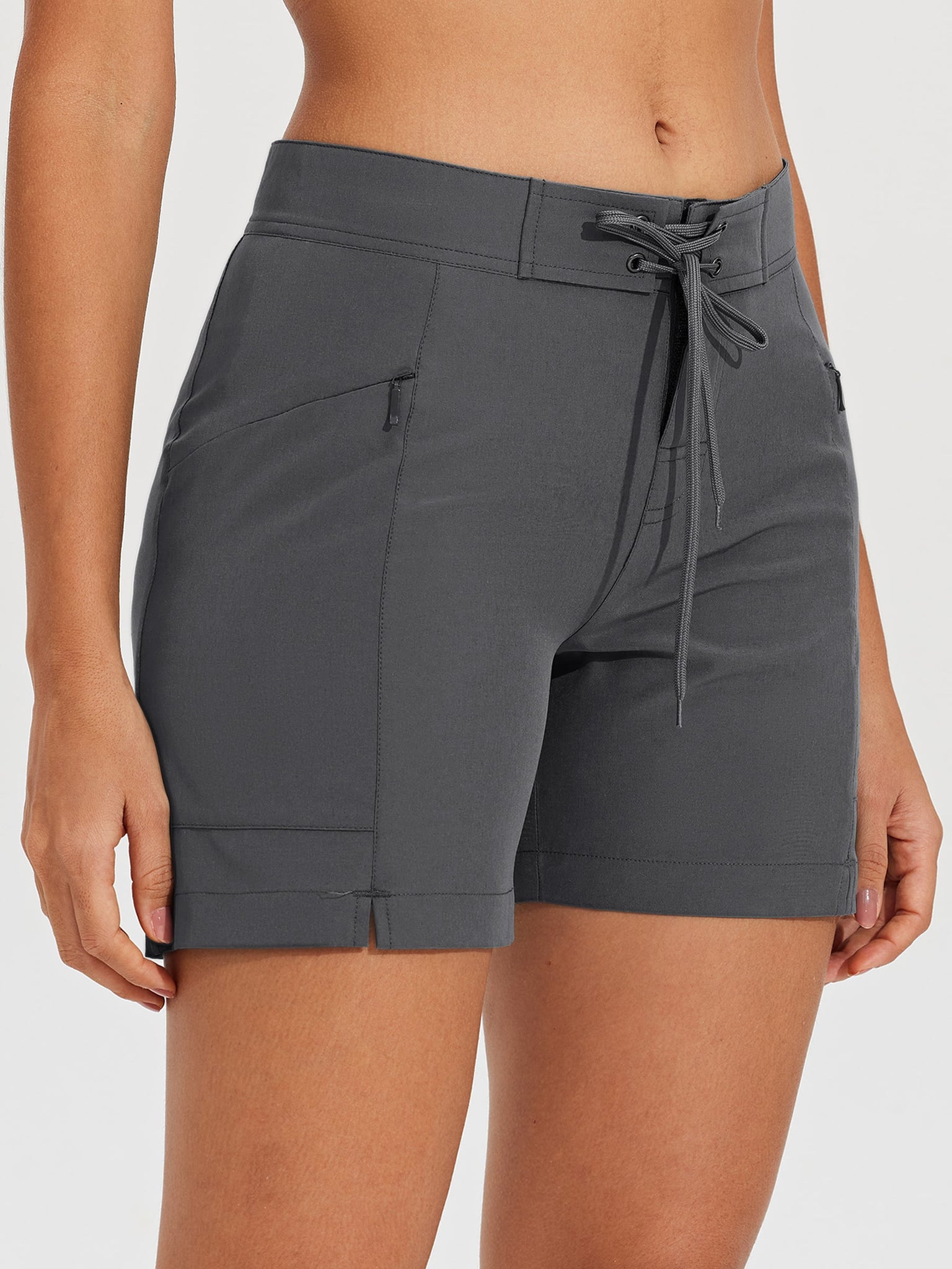 Women's Fixed Waist Board Shorts_Gray_model4