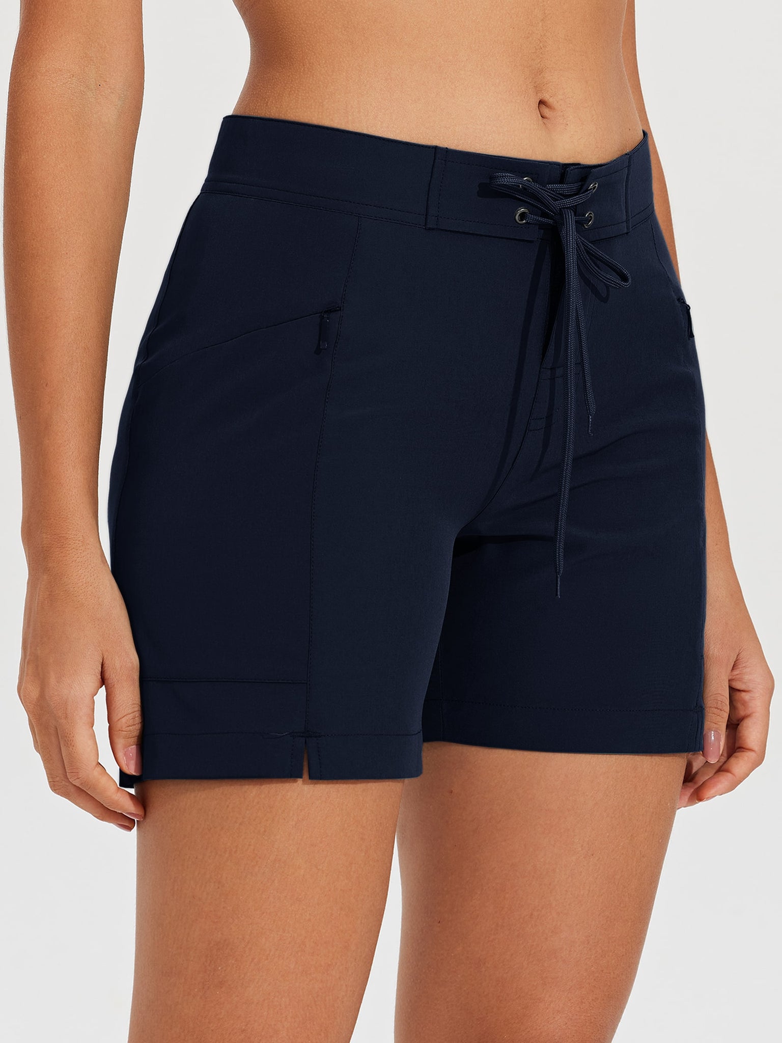 Women's Fixed Waist Board Shorts_Navy_model2