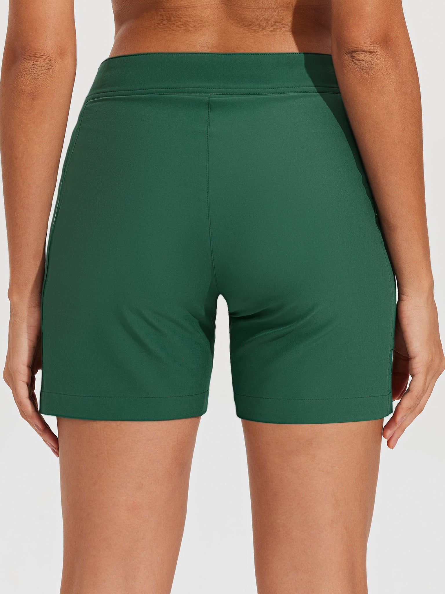 Women's Fixed Waist Board Shorts_Green_model2