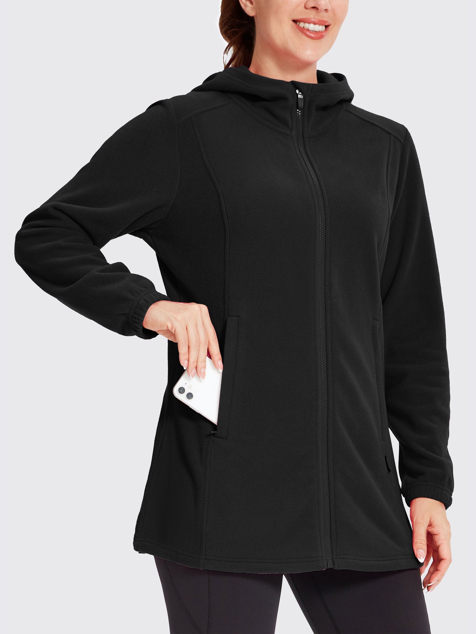 Women's Fleece Full-Zip Jacket Black1