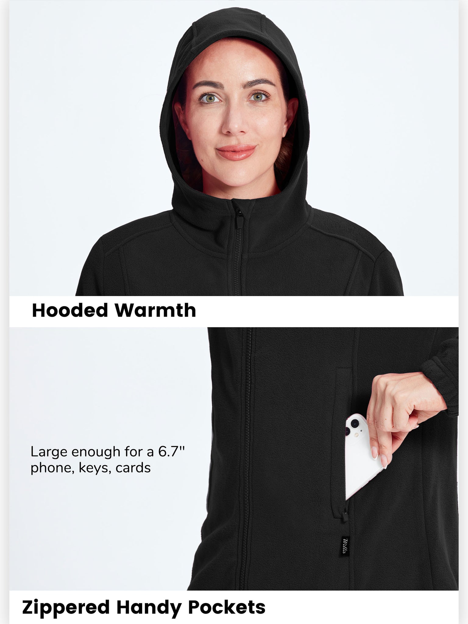 Women's Fleece Full-Zip Jacket Black3