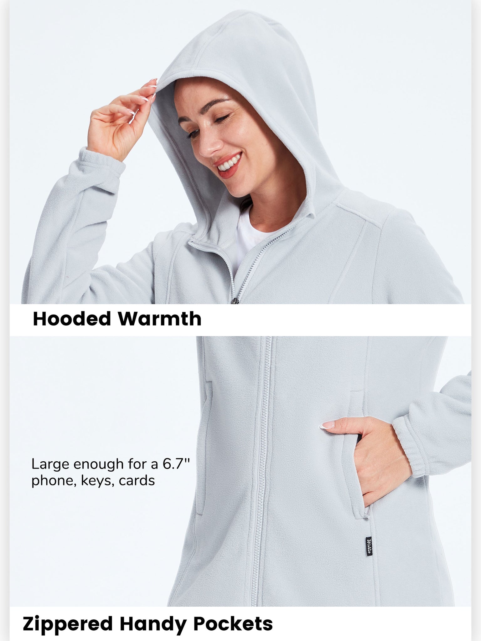 Women's Fleece Full-Zip Jacket Gray4