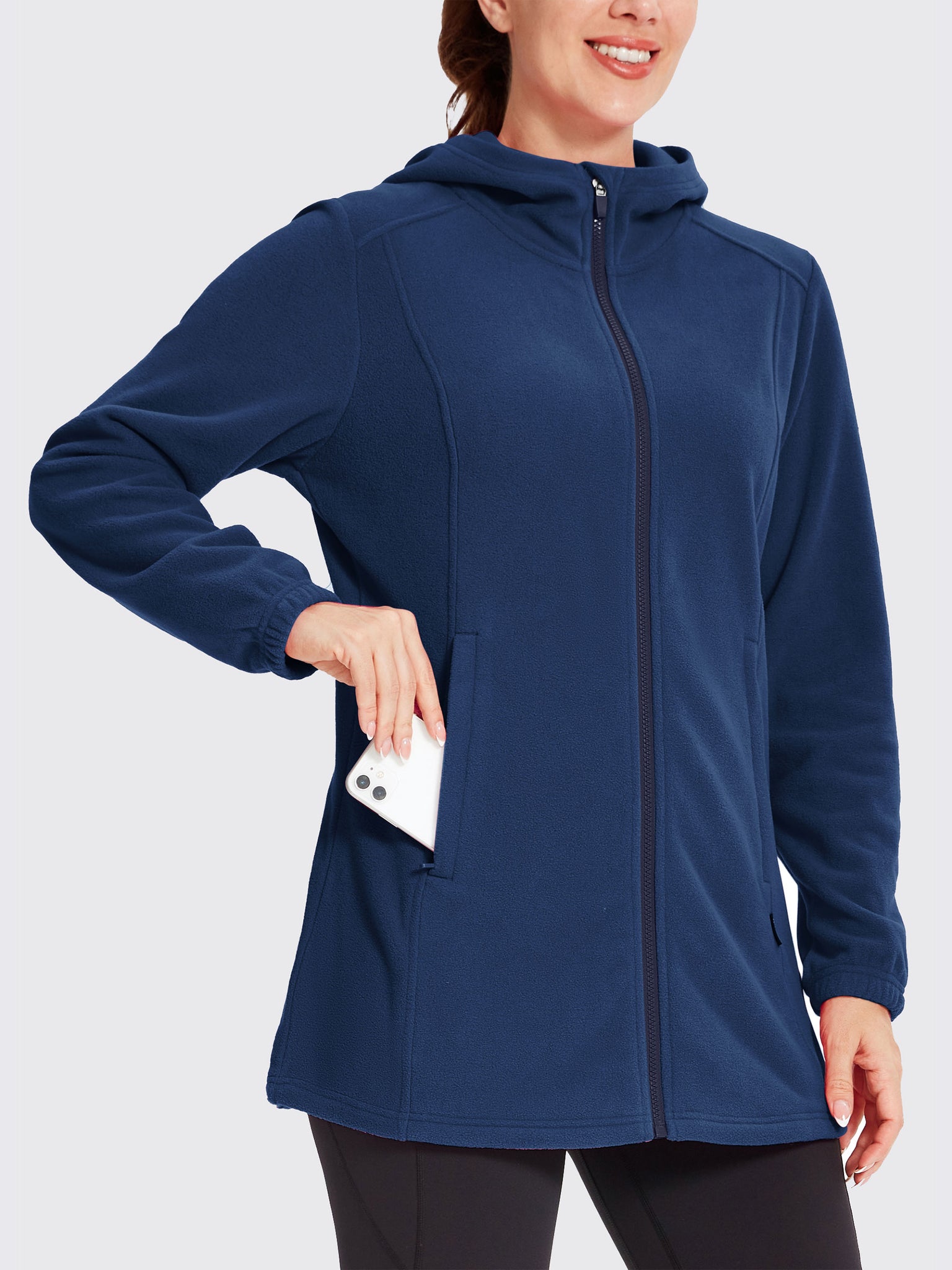 Women's Fleece Full-Zip Jacket Navy1