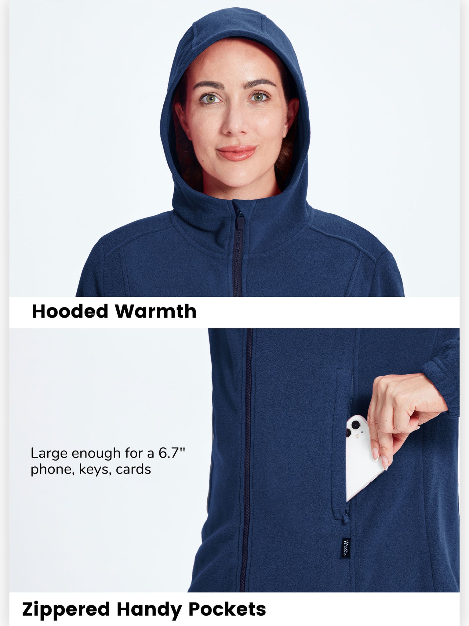 Women's Fleece Full-Zip Jacket Navy3