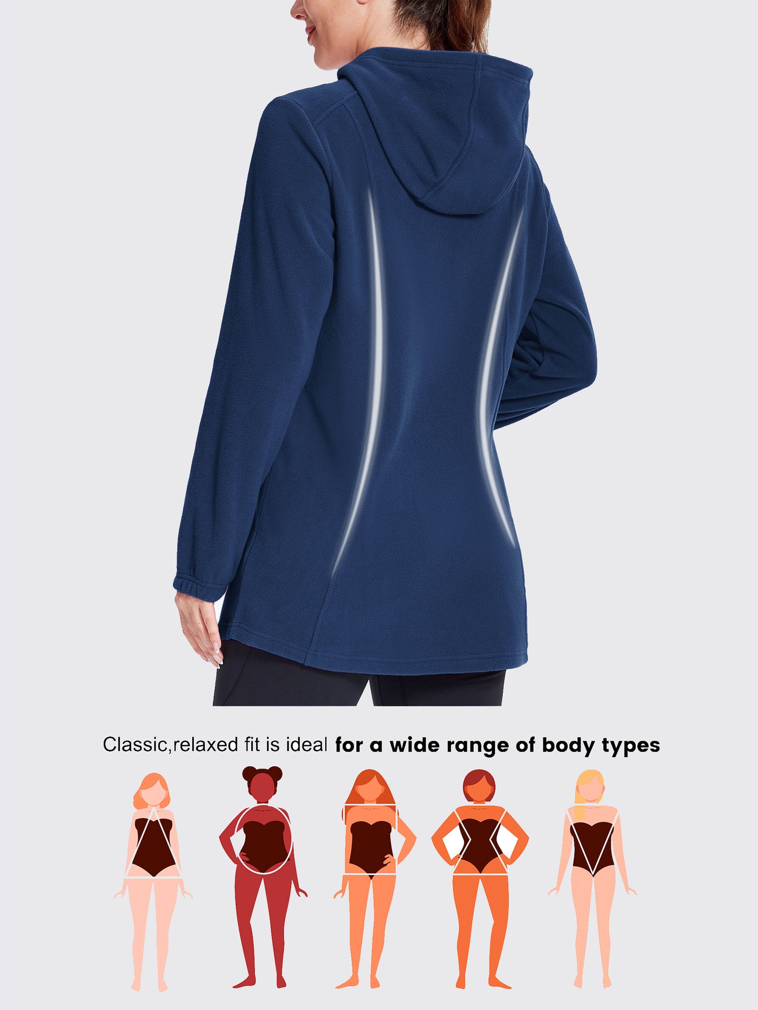 Women's Fleece Full-Zip Jacket Navy4