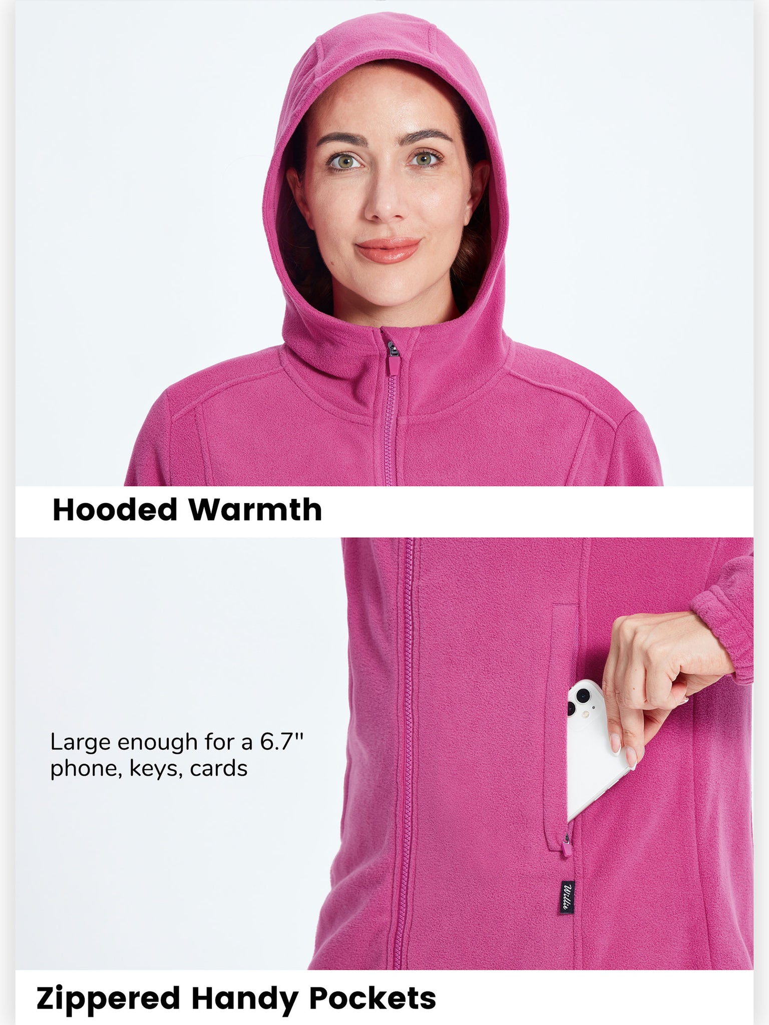 Women's Fleece Full-Zip Jacket Rose Pink3