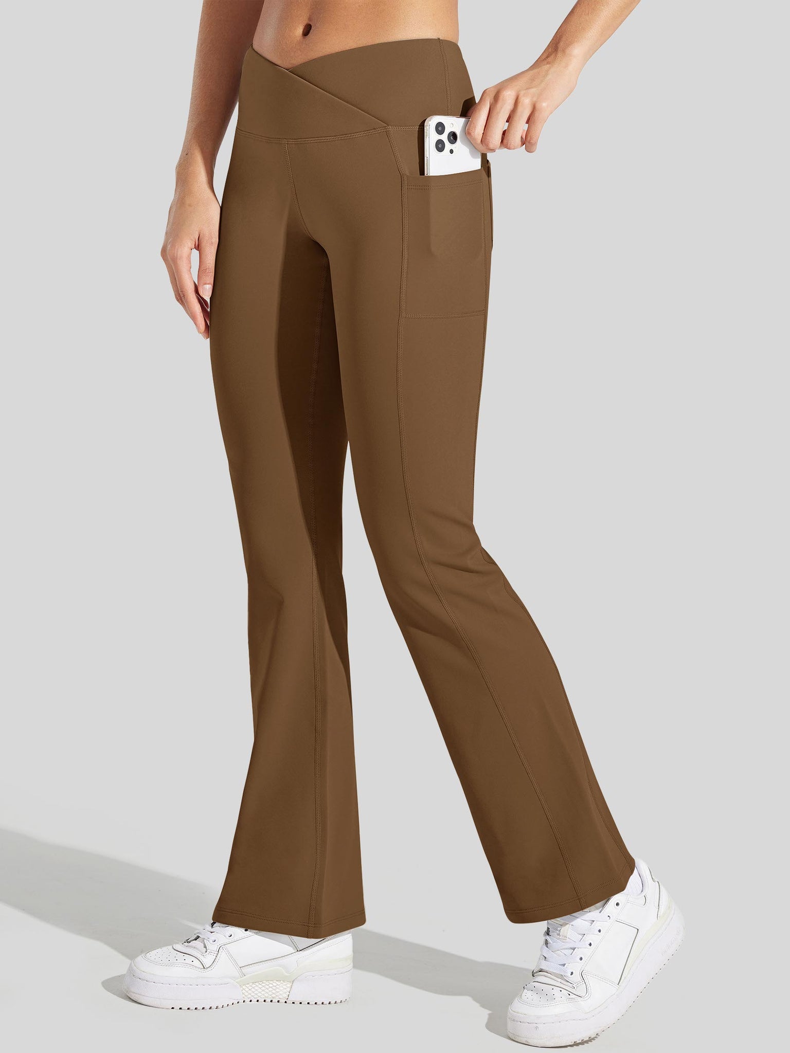 Women's Fleece Lined Crossover Flared Leggings